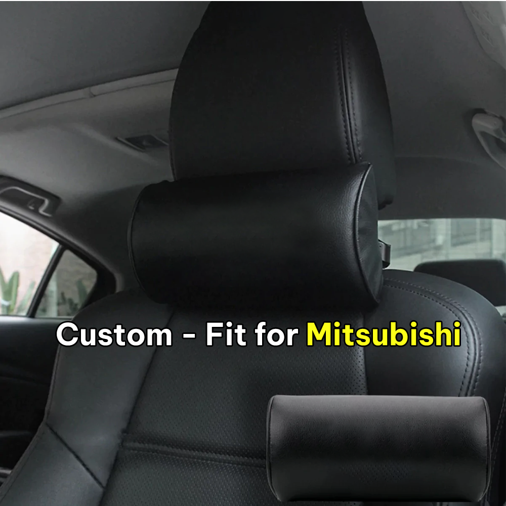 Neck Pillow, Custom-Fit For Mitsubishi, Car Seat Headrest Neck Rest Cushion for Driving Seat Auto Head Rest Neck Support DLNS244 - Delicate Leather