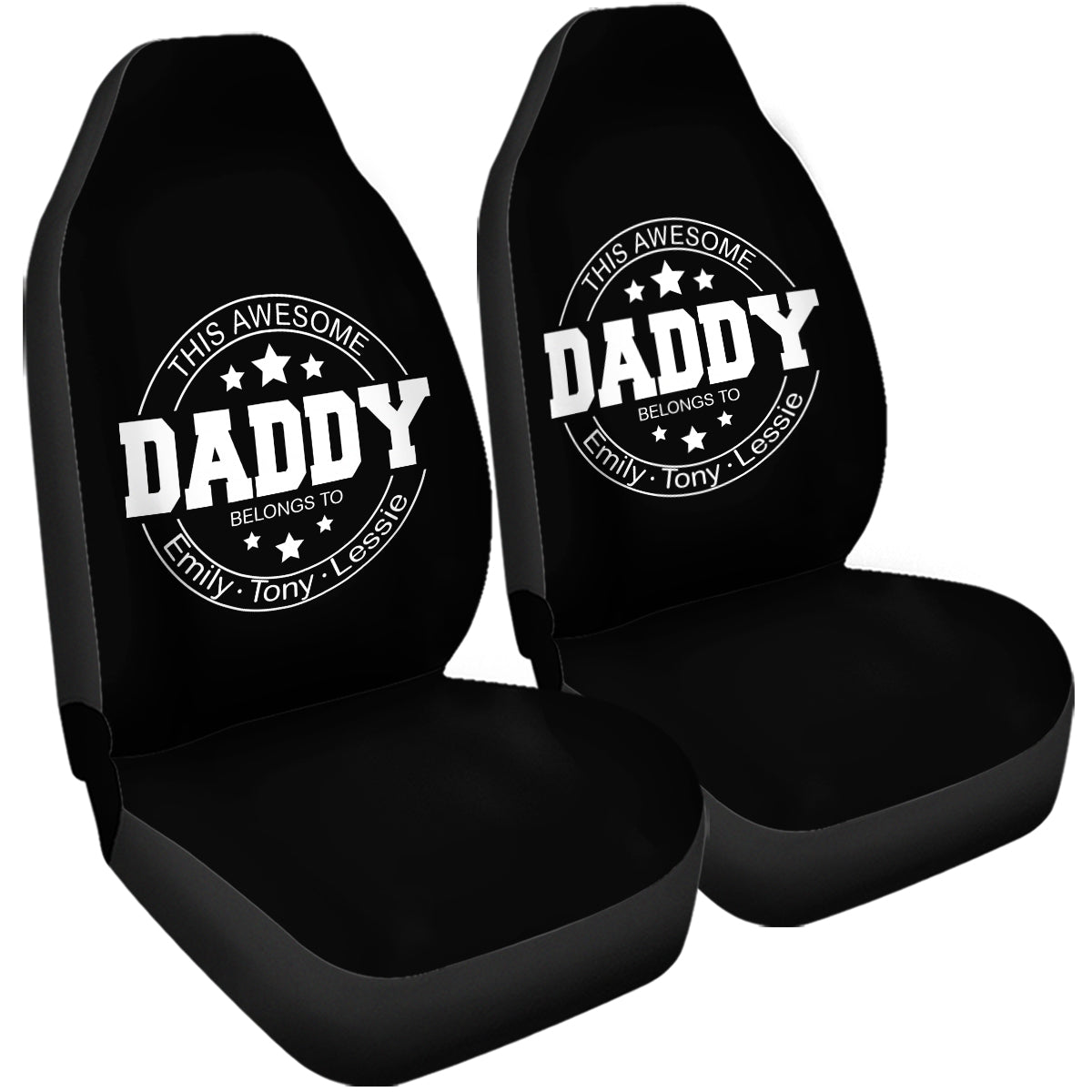 Personalized Car Seat Covers, Custom For Your Cars, Happy Father's Day, Car Bucket Seat Protection Airbag Compatible 2 PCS, Car Accessories, Gift for Daddy - Delicate Leather