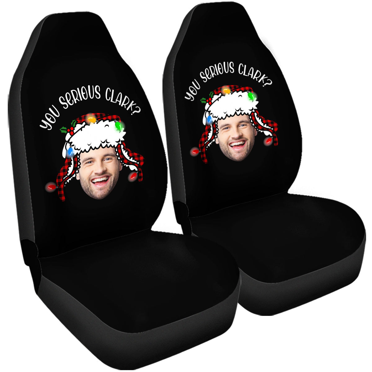 Custom Funny Photo Christmas 2024 Car Seat Covers, Car Bucket Seat Protection Airbag Compatible 2 PCS, Car Accessories, Christmas 03