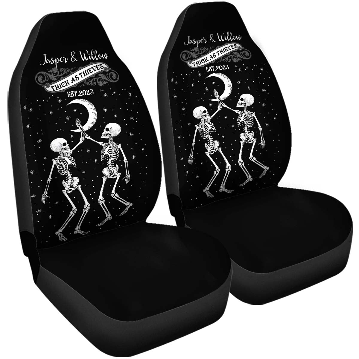 Personalized Thick As Thieves Car Seat Covers, Happy Halloween Custom For Your Cars, Car Bucket Seat Protection Airbag Compatible 2 PCS, Car Accessories, Halloween 04 - Delicate Leather