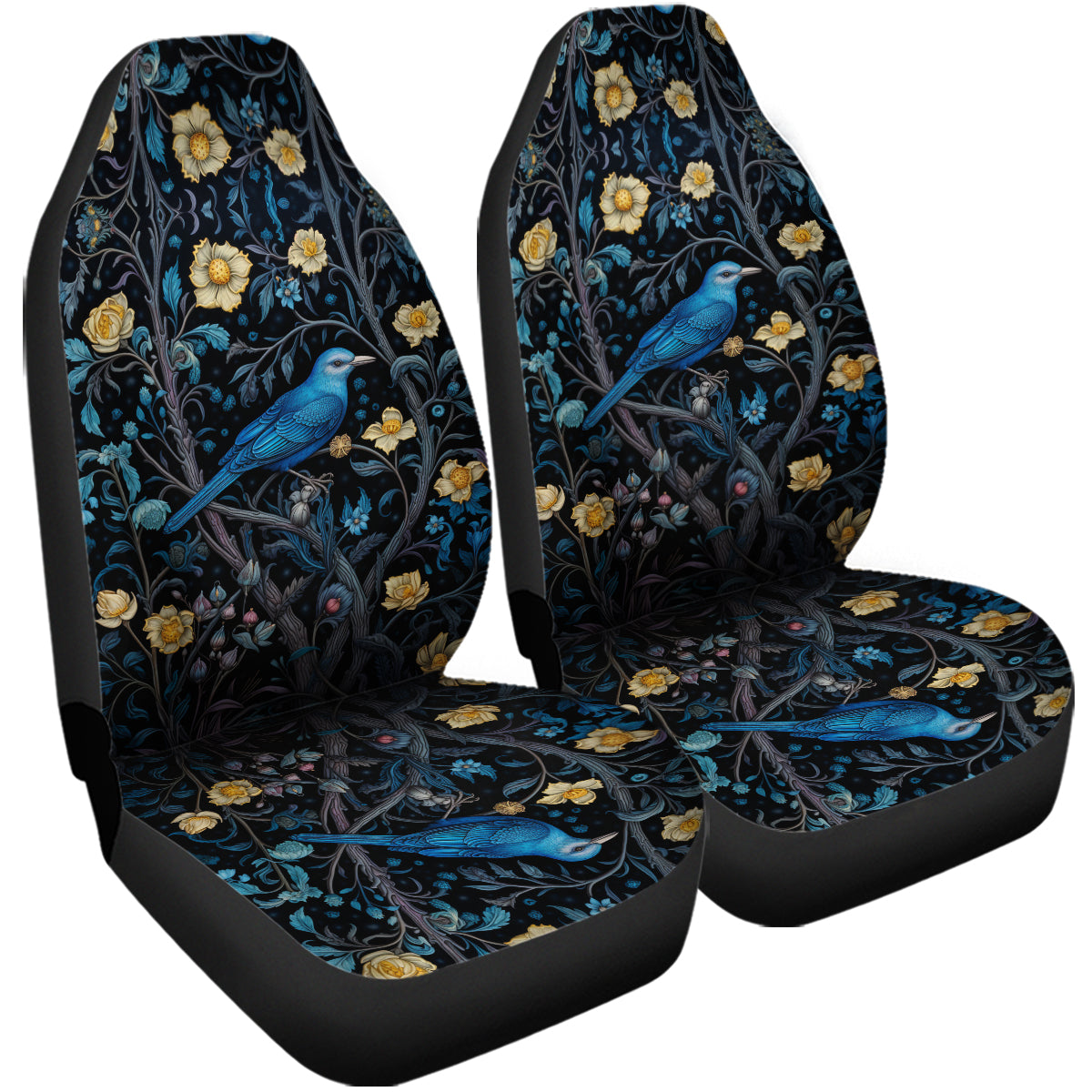 Birds Flowers Tree Branches Set Of Two Front Car Seat Covers, Seat Covers For Women, Seat Cover Vehicle, Car Seat Protector, Car Decor Gift,Bird And Flower 1 - Delicate Leather