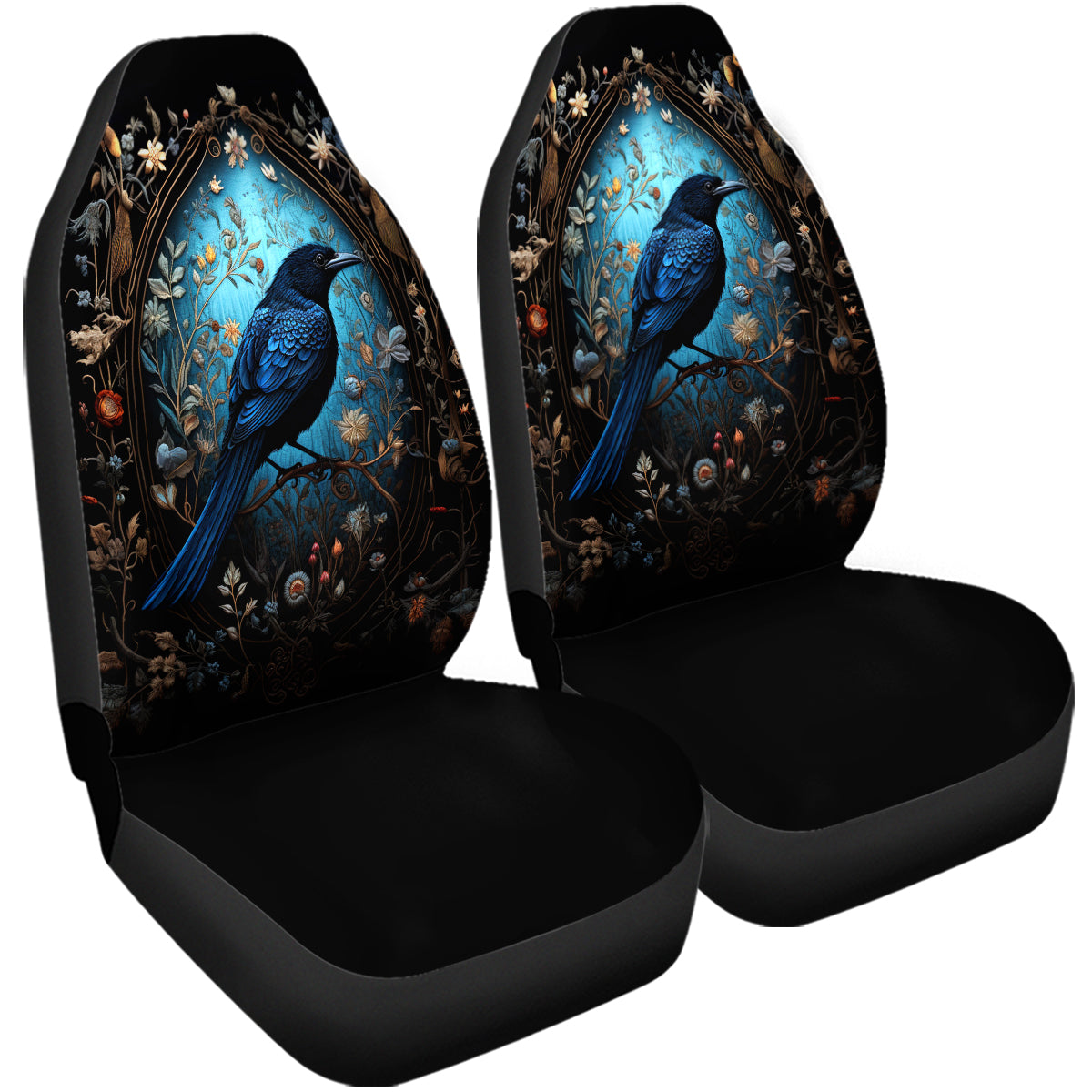 Birds Flowers Tree Branches Set Of Two Front Car Seat Covers, Seat Covers For Women, Seat Cover Vehicle, Car Seat Protector, Car Decor Gift,Bird And Flower 4 - Delicate Leather