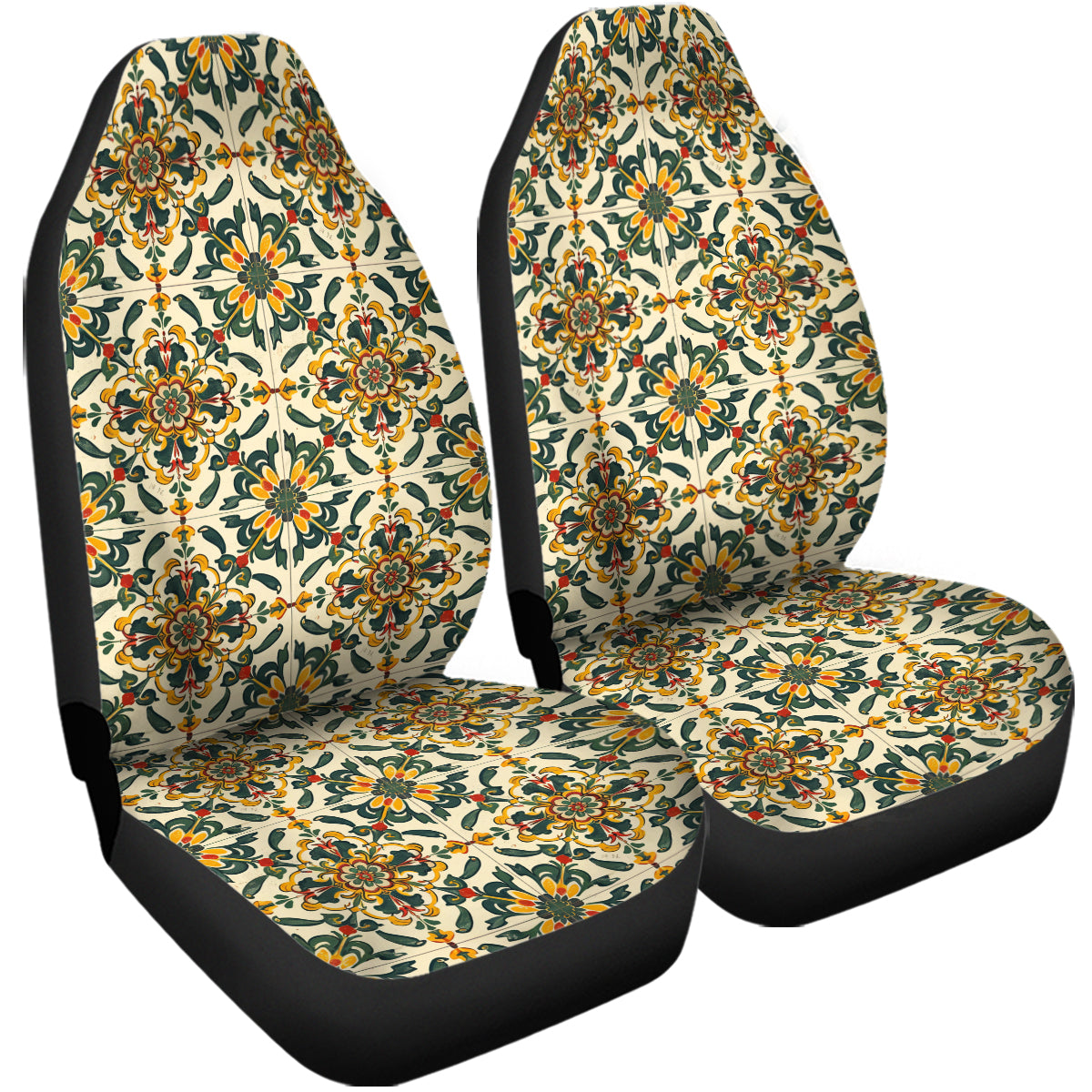 Boho Car Seat Covers, Mandala Boho Custom For Your Cars, Car Bucket Seat Protection Airbag Compatible 2 PCS, Car Accessories, Boho 0809 - Delicate Leather