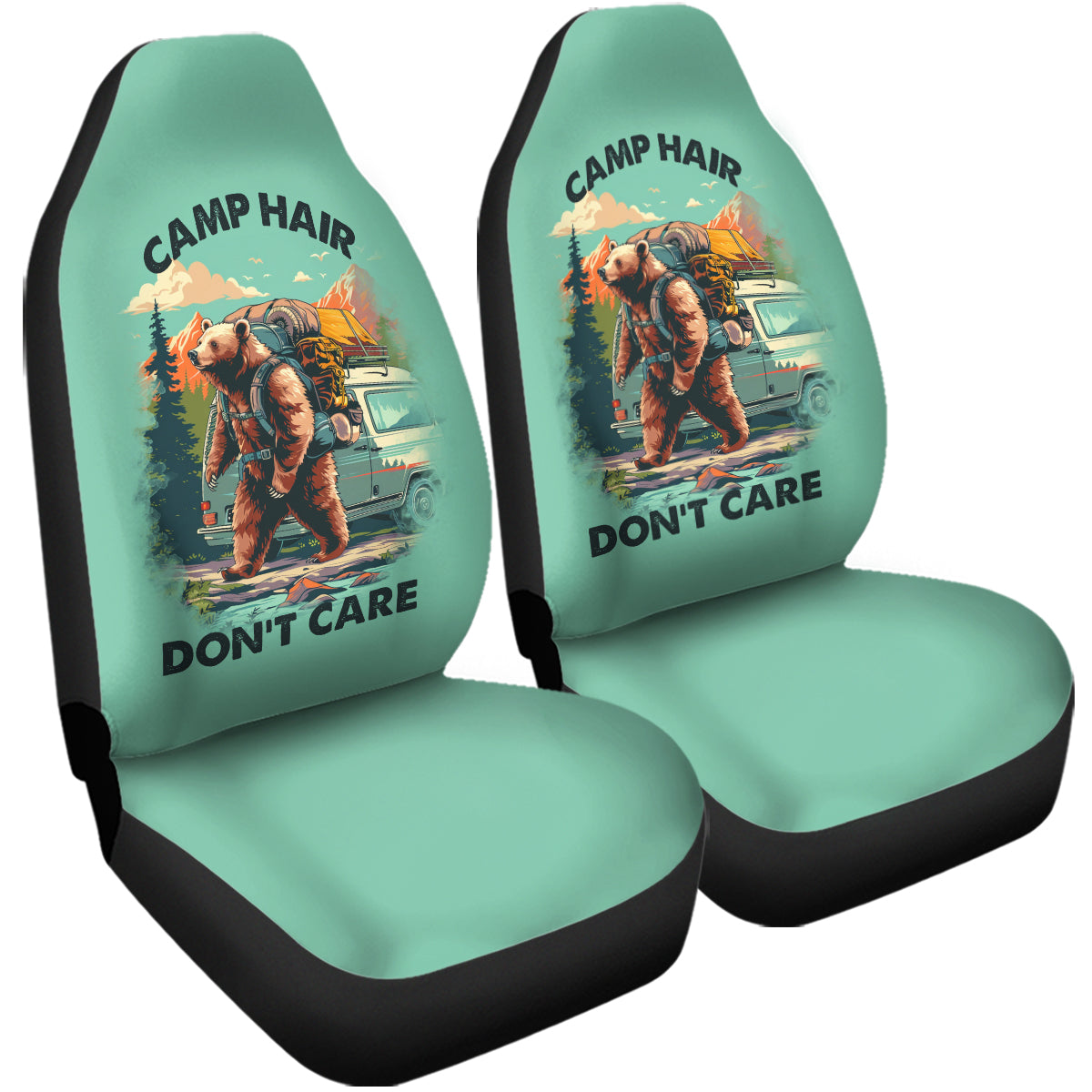 Camping Hair Don't Care Car Seat Covers Washable Breathable Car Seat Wrap Universal Fits Most Auto Truck Van SUV Car Seat Wrap, Camp Hair Don't Care 04 - Delicate Leather