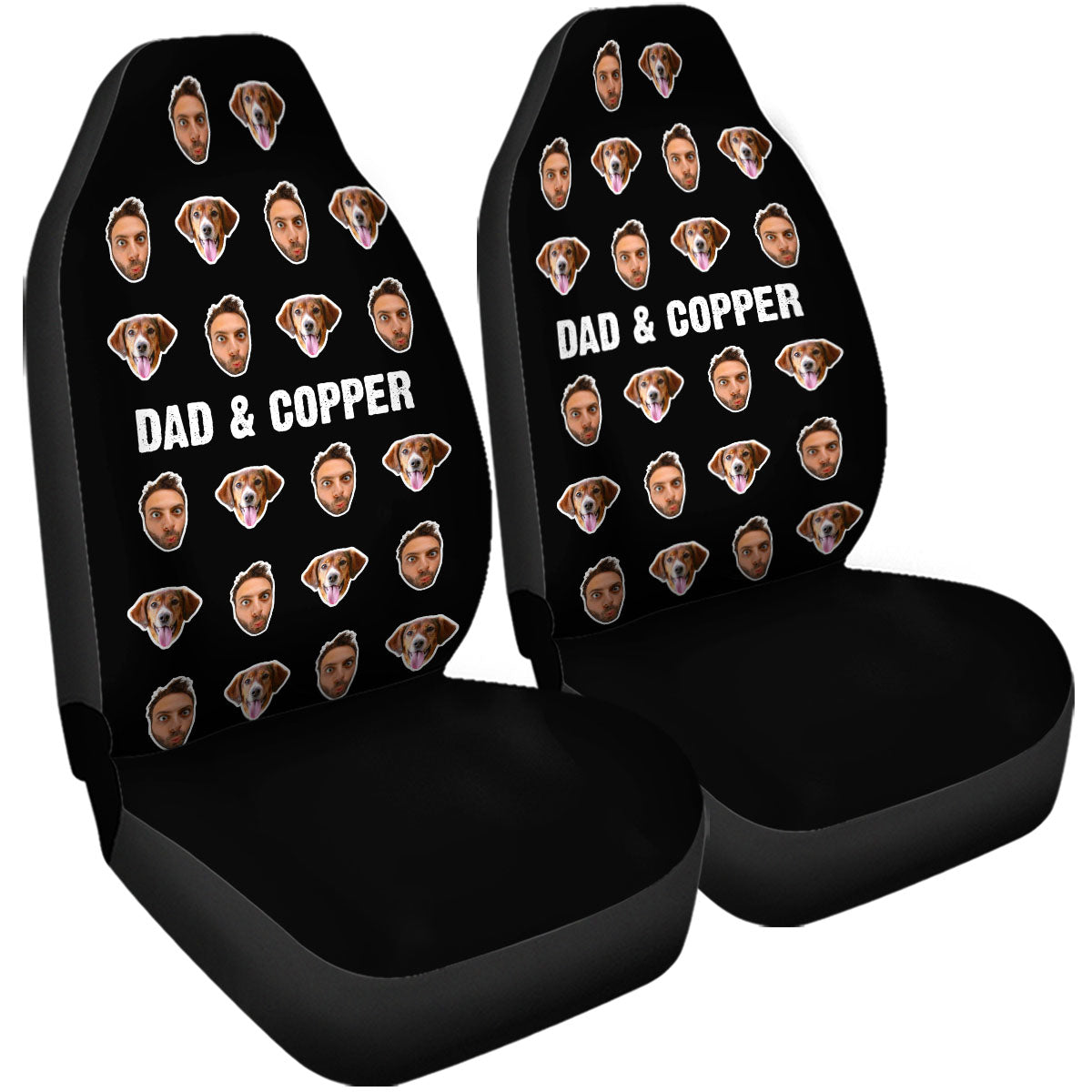 Customized Photo Pet Car Seat Covers, Custom For Your Cars, Custom Car Seat Covers with Picture Car Bucket Seat Protection Airbag Compatible 2 PCS, Car Accessories, OP05 - Delicate Leather