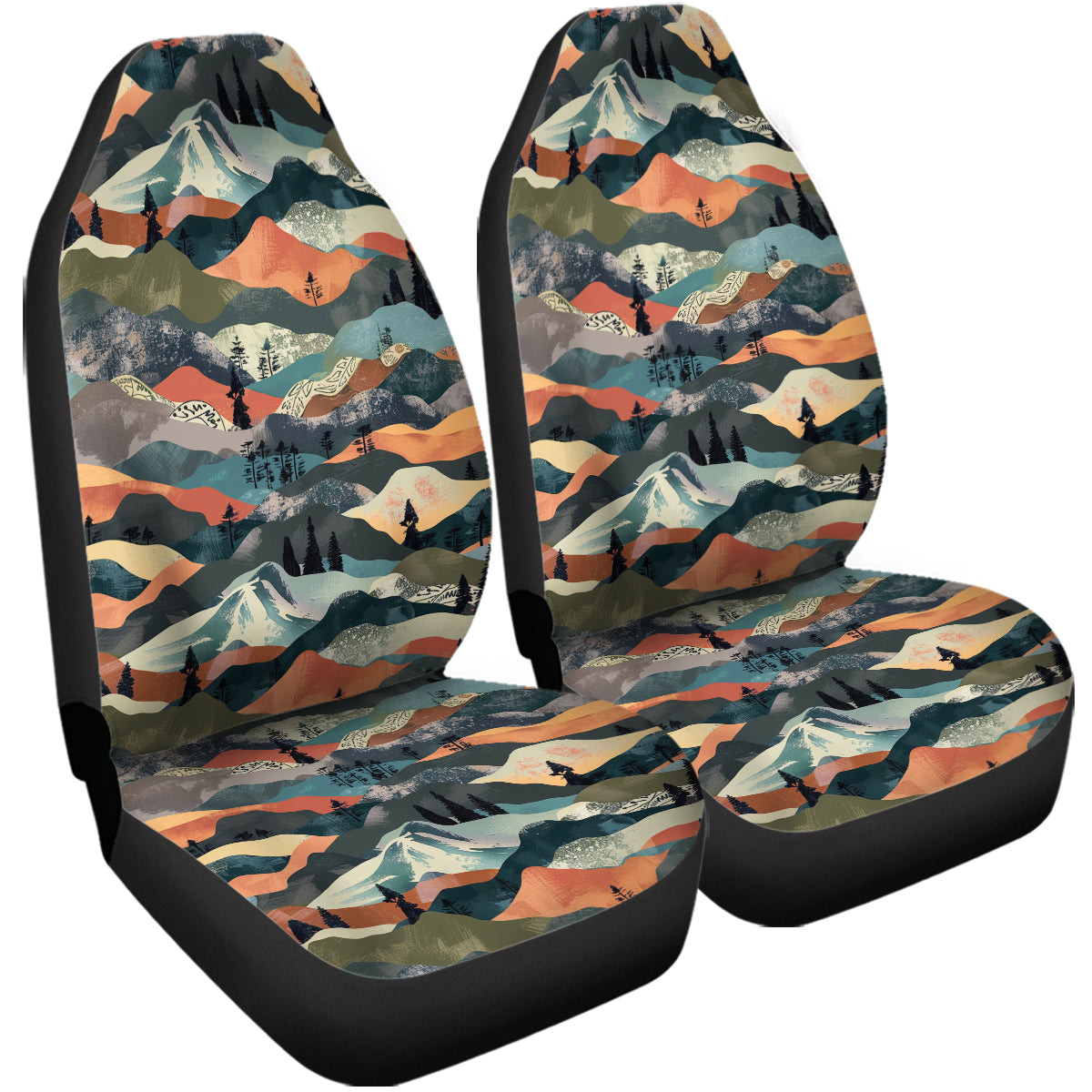 Boho Mountain Car Seat Covers Car Seat Accessory Retro Mod Car Decor Vehicle Hippie Van Seat Cover Car Gift Hippy Seat Cover, Pattern 03 - Delicate Leather