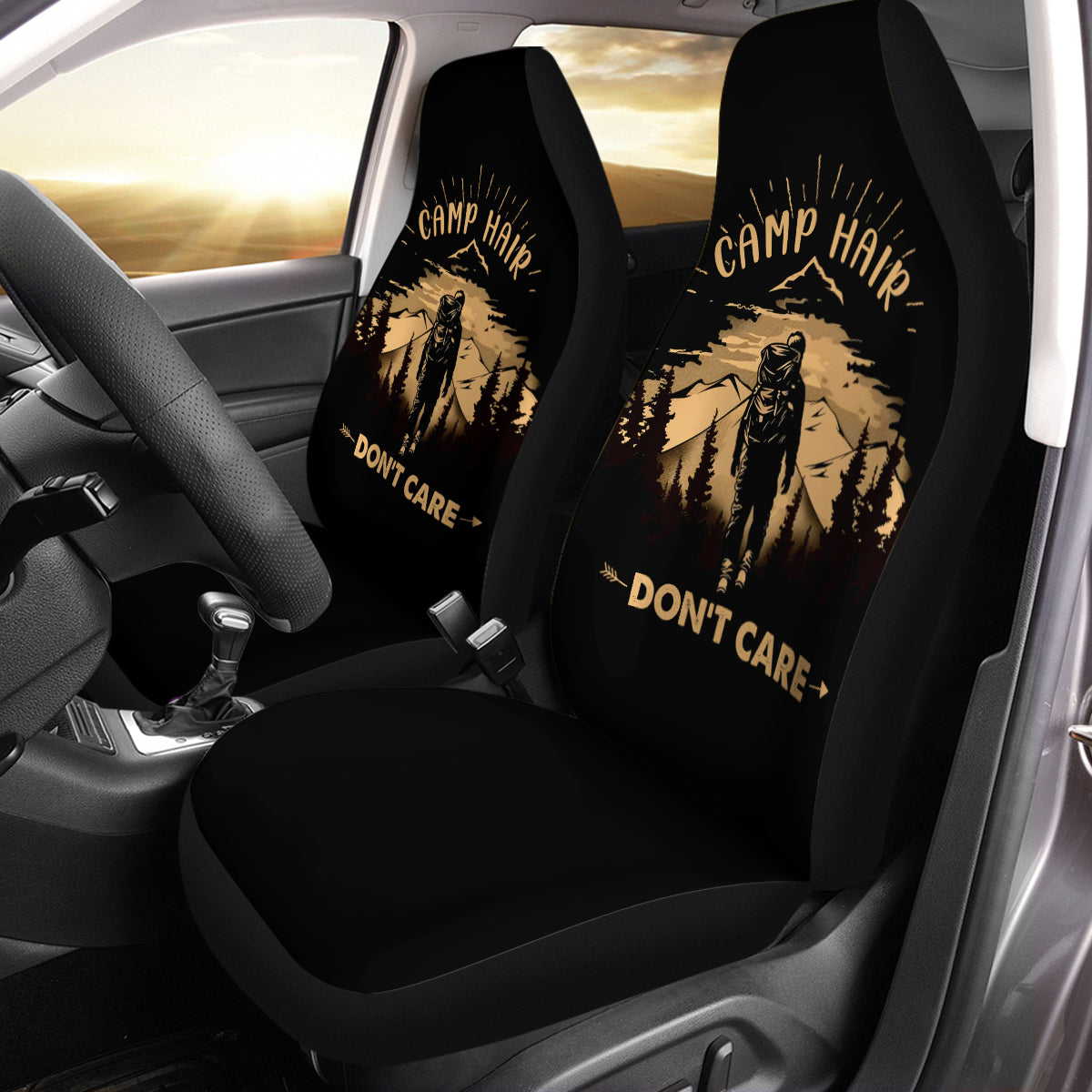 Camping Hair Don't Care Car Seat Covers Washable Breathable Car Seat Wrap Universal Fits Most Auto Truck Van SUV Car Seat Wrap, Camp Hair Don't Care 02 - Delicate Leather