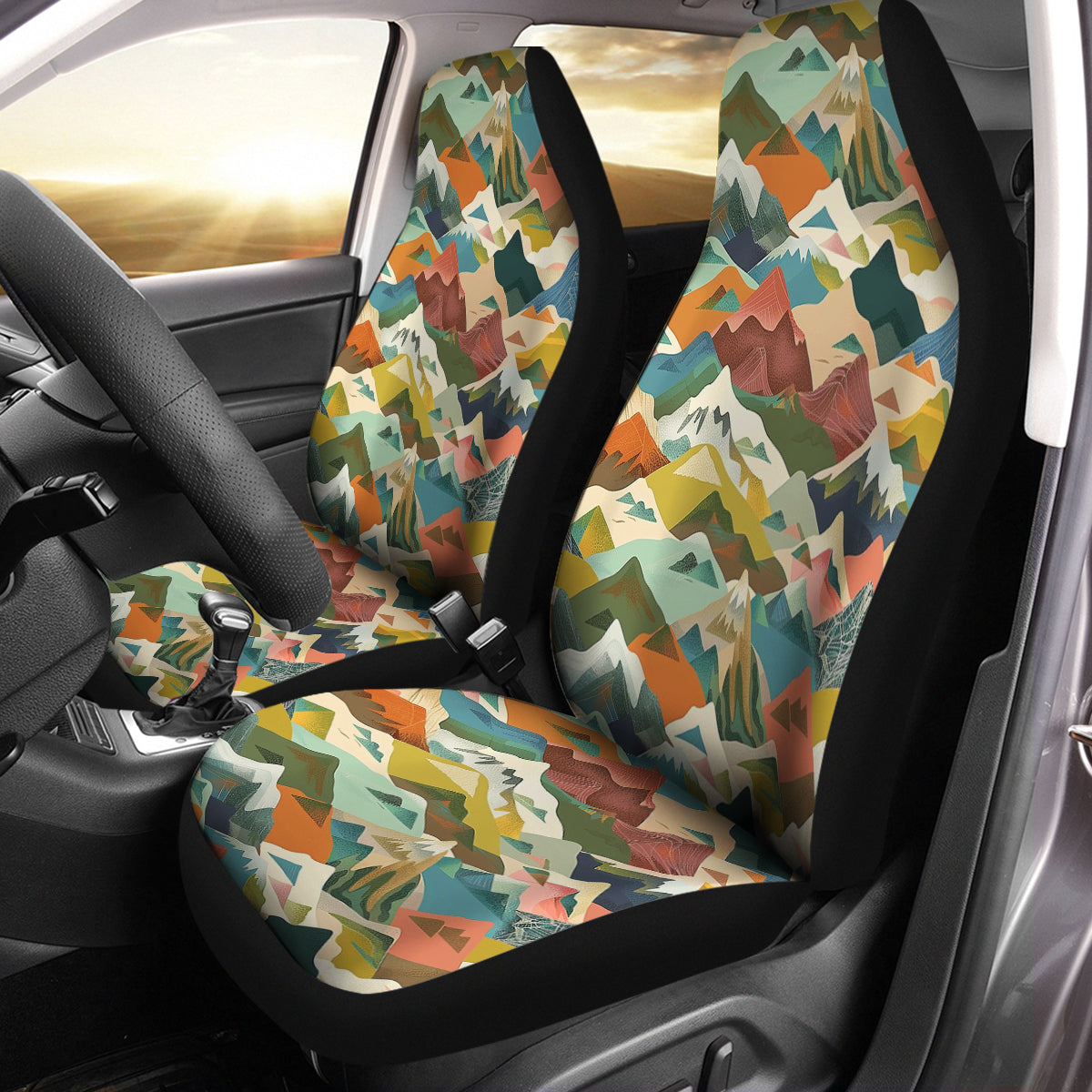 Boho Mountain Car Seat Covers Car Seat Accessory Retro Mod Car Decor Vehicle Hippie Van Seat Cover Car Gift Hippy Seat Cover, Pattern 02