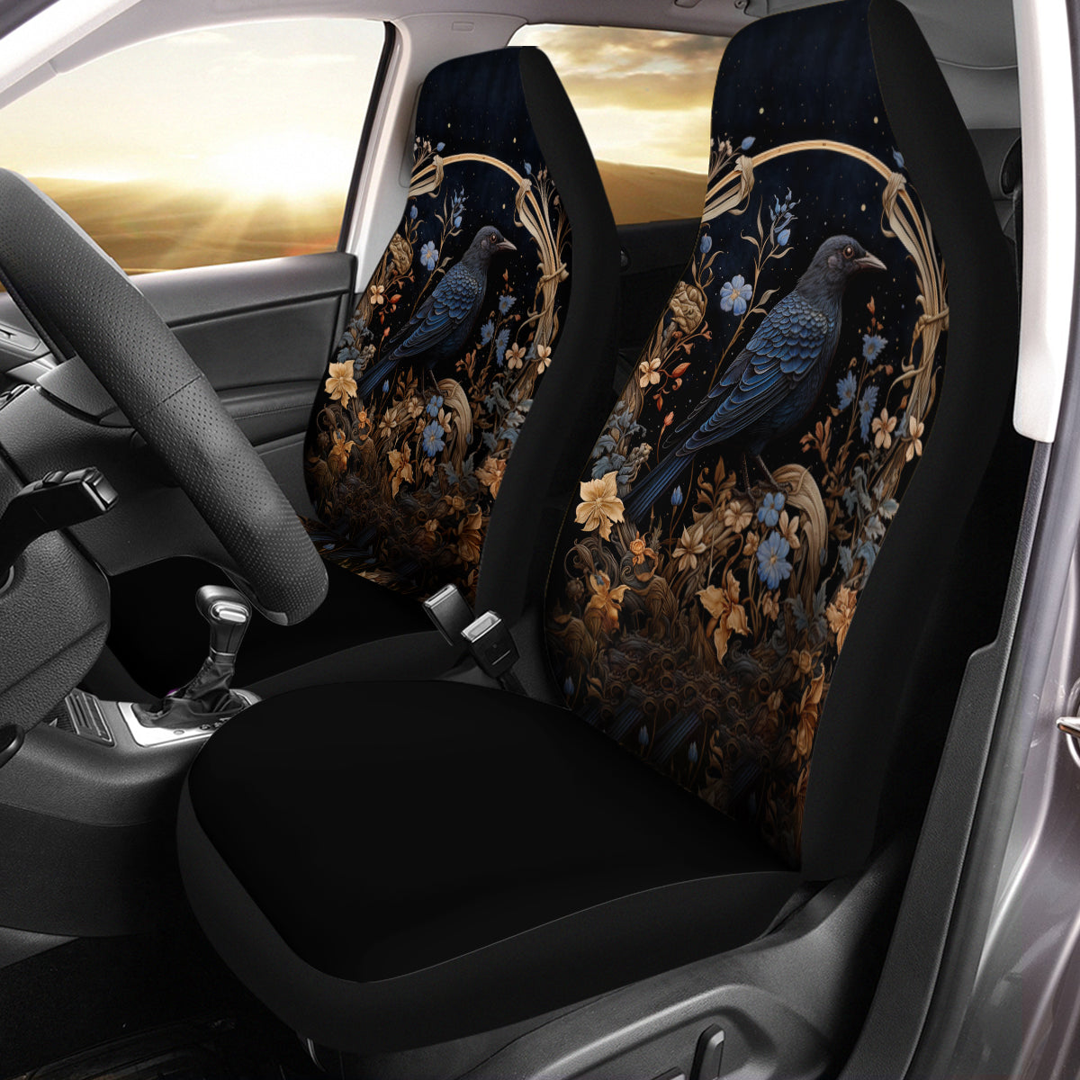 Birds Flowers Tree Branches Set Of Two Front Car Seat Covers, Seat Covers For Women, Seat Cover Vehicle, Car Seat Protector, Car Decor Gift,Bird And Flower 2 - Delicate Leather
