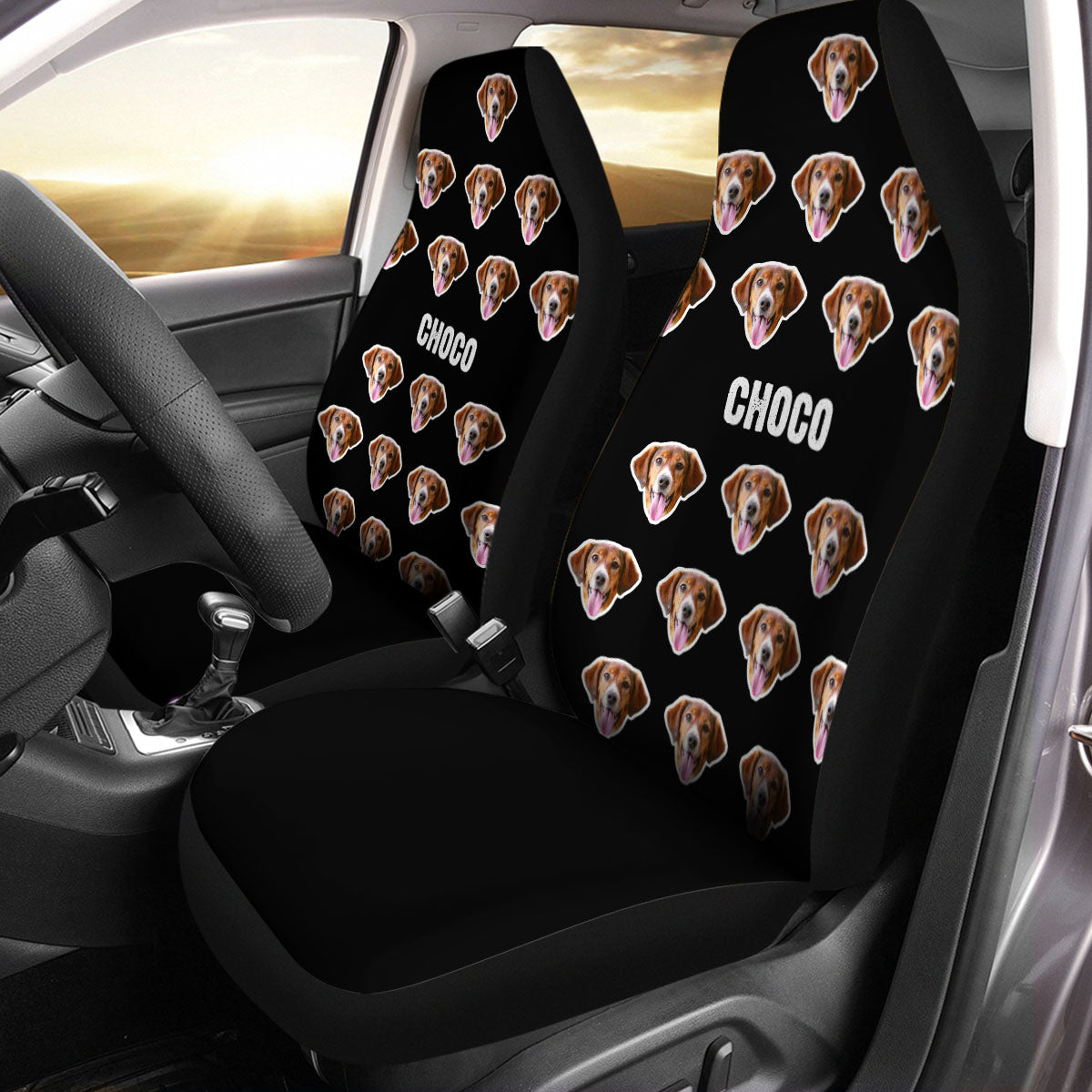 Customized Photo Dog Car Seat Covers, Custom For Your Cars, Custom Car Seat Covers with Picture Car Bucket Seat Protection Airbag Compatible 2 PCS, Car Accessories, OP04