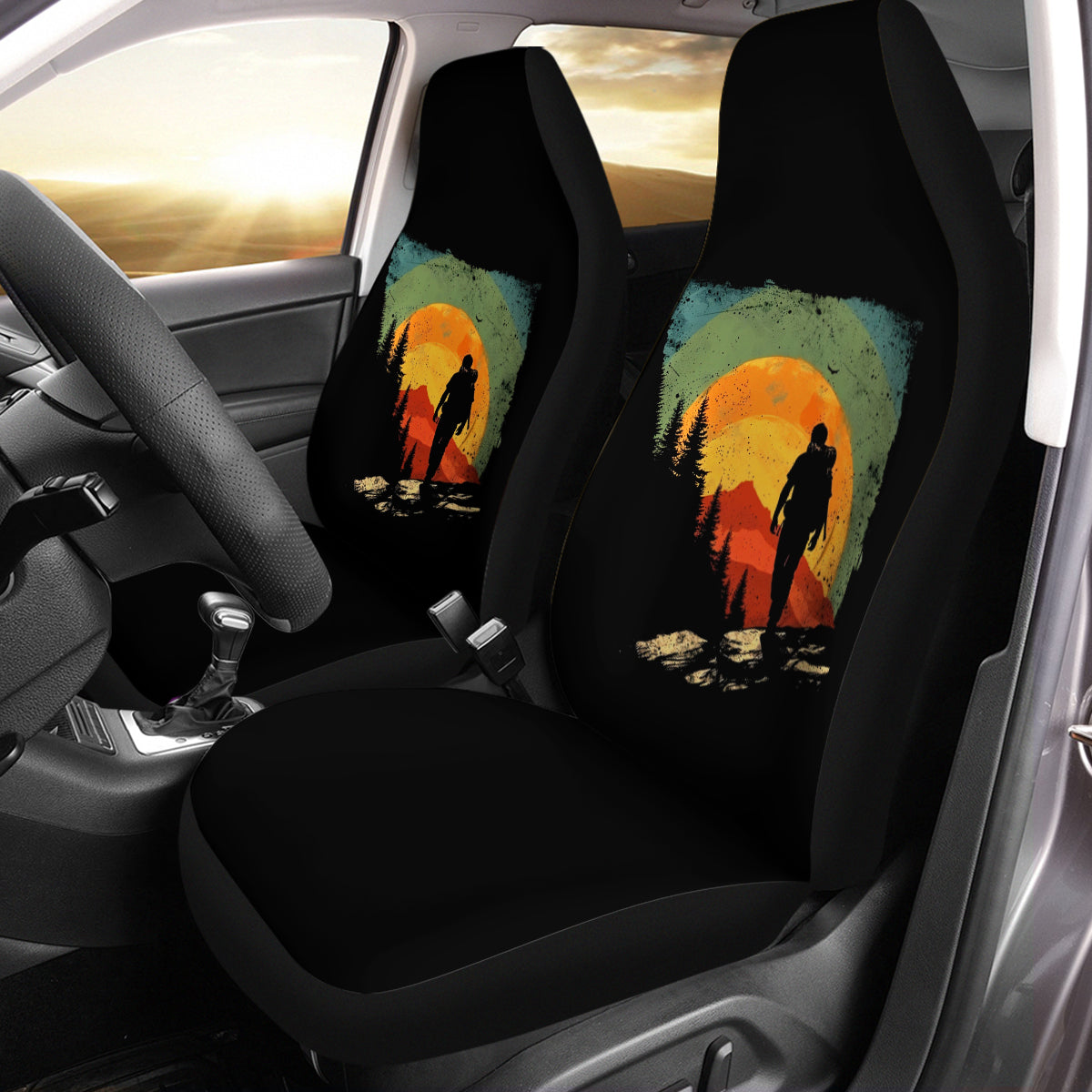 Hiking Car Seat Covers, Gift for Hiker, Car Seat Covers for Hiker, Present for Hiking lover, Trail Walker, Mountain Walker, Hiking 06 - Delicate Leather