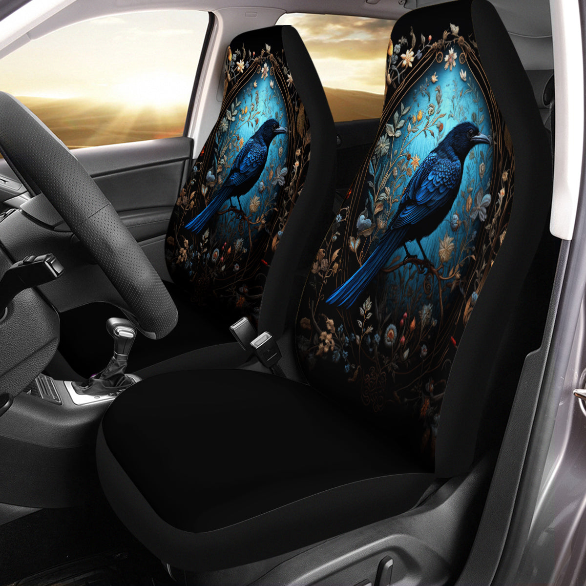 Birds Flowers Tree Branches Set Of Two Front Car Seat Covers, Seat Covers For Women, Seat Cover Vehicle, Car Seat Protector, Car Decor Gift,Bird And Flower 4 - Delicate Leather