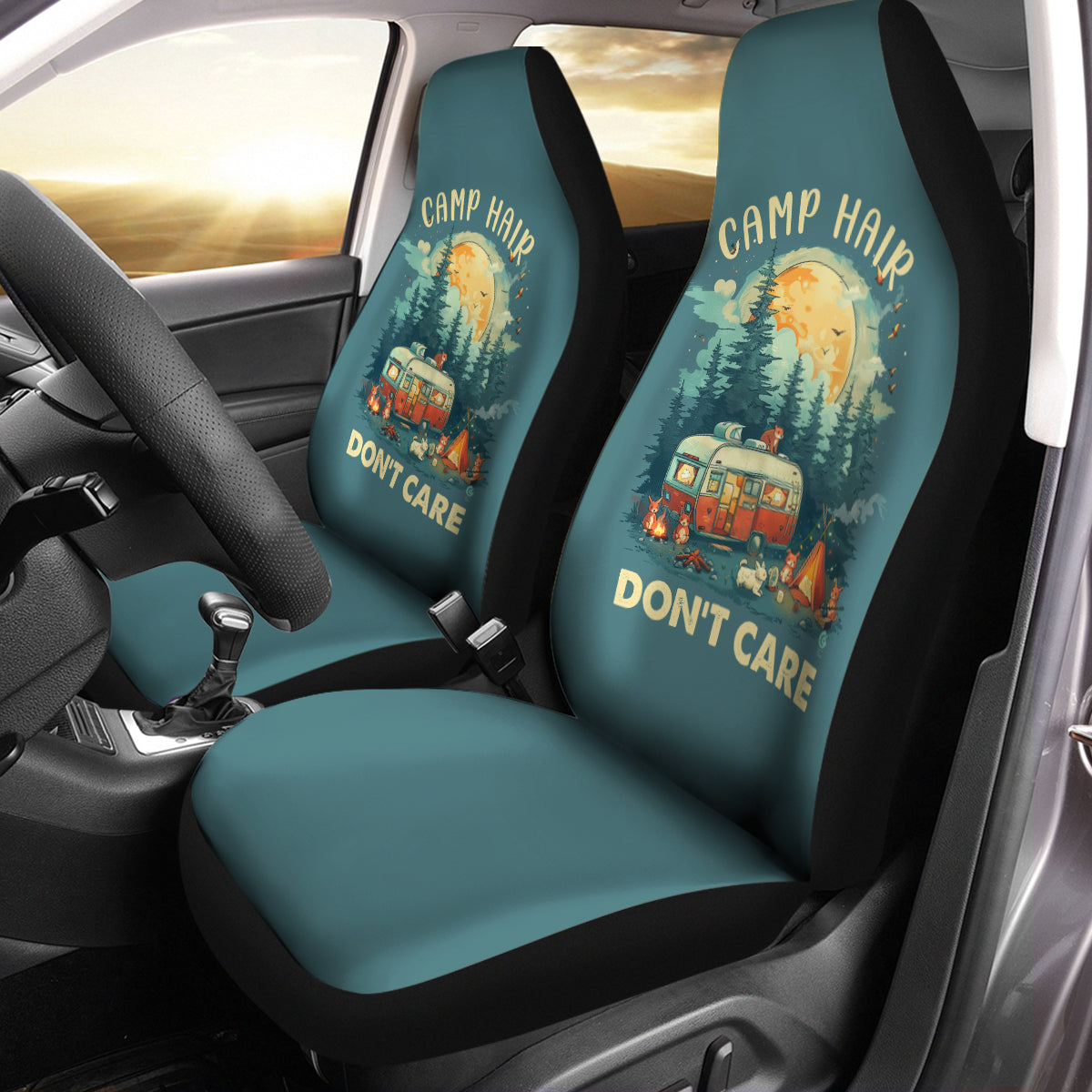 Camping Hair Don't Care Car Seat Covers Washable Breathable Car Seat Wrap Universal Fits Most Auto Truck Van SUV Car Seat Wrap, Camp Hair Don't Care 03