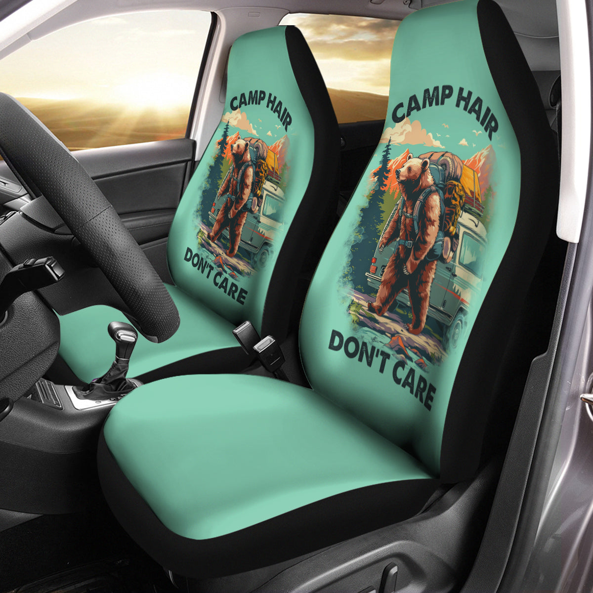 Camping Hair Don't Care Car Seat Covers Washable Breathable Car Seat Wrap Universal Fits Most Auto Truck Van SUV Car Seat Wrap, Camp Hair Don't Care 04 - Delicate Leather