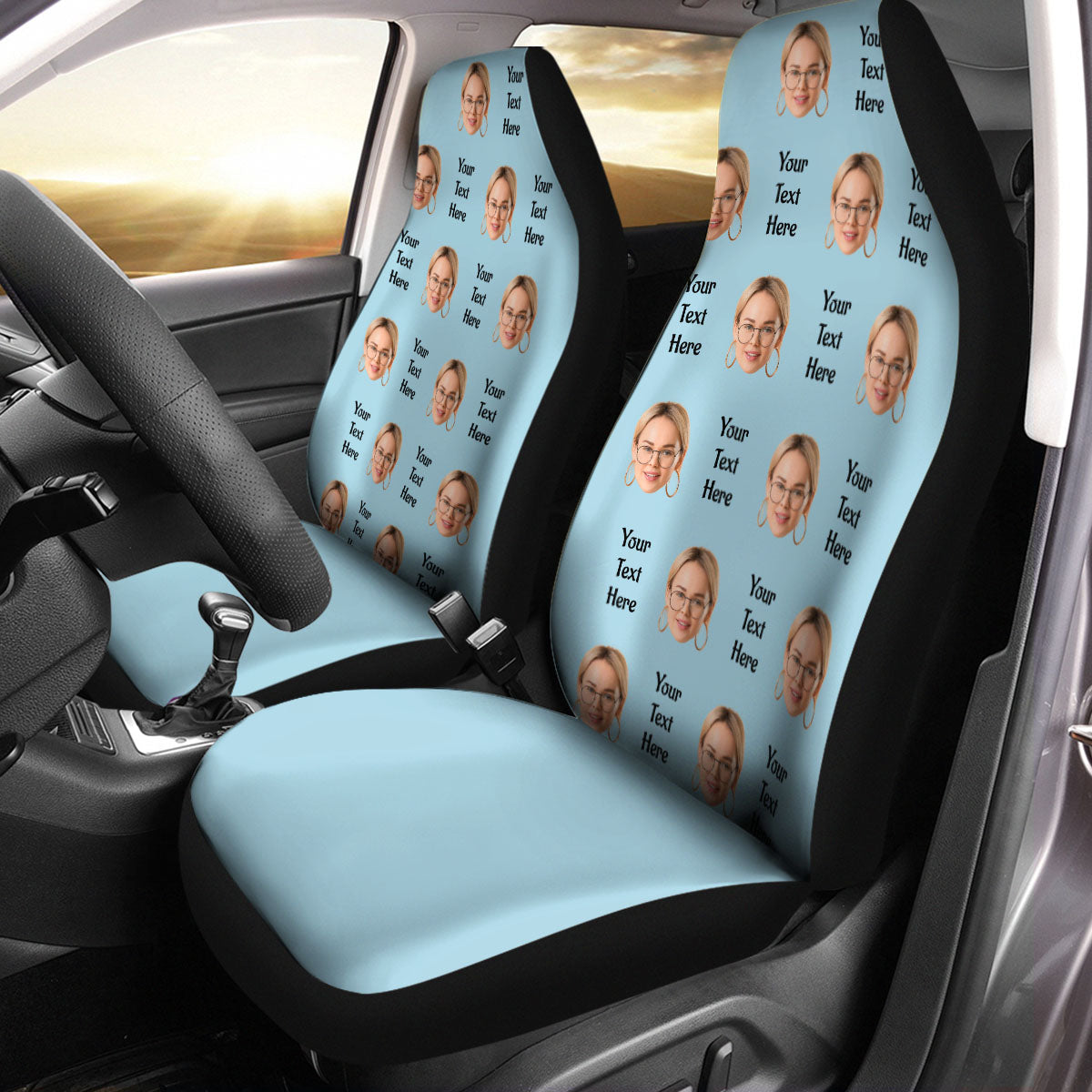 Customized Face Car Seat Covers, Custom For Your Cars, Custom Car Seat Covers with Picture Car Bucket Seat Protection Airbag Compatible 2 PCS, Car Accessories, OP01 - Delicate Leather