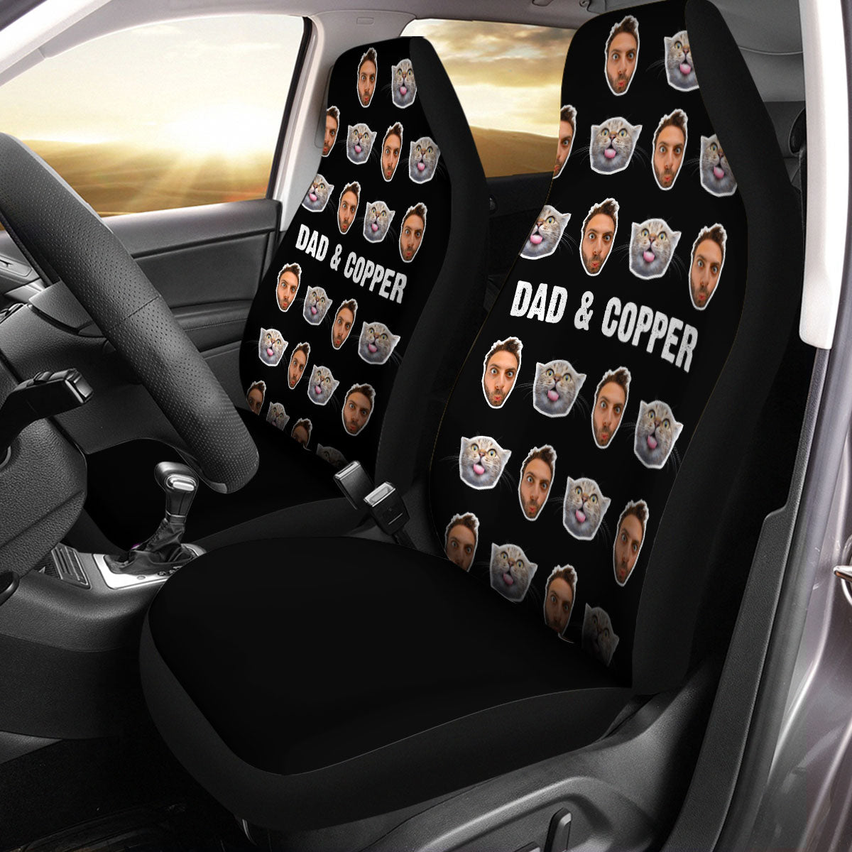 Customized Photo Car Seat Covers, Custom For Your Cars, Custom Car Seat Covers with Picture Car Bucket Seat Protection Airbag Compatible 2 PCS, Car Accessories, OP03 - Delicate Leather