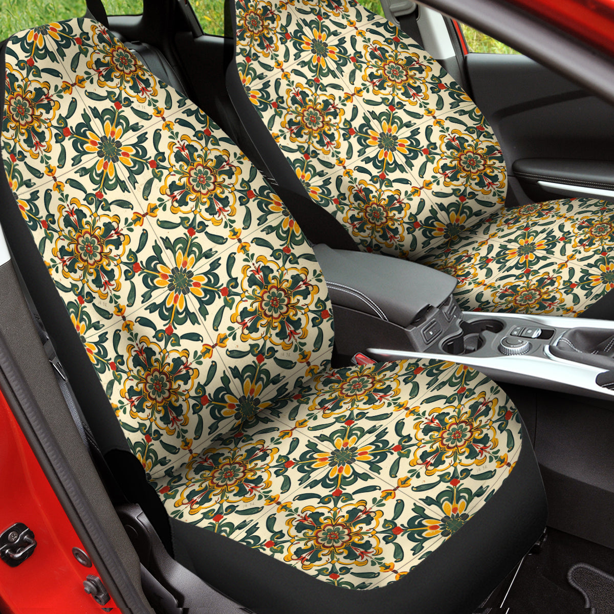 Boho Car Seat Covers, Mandala Boho Custom For Your Cars, Car Bucket Seat Protection Airbag Compatible 2 PCS, Car Accessories, Boho 0809 - Delicate Leather