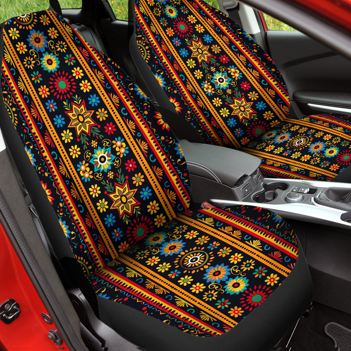 Boho Car Seat Covers, Mandala Boho Custom For Your Cars, Car Bucket Seat Protection Airbag Compatible 2 PCS, Car Accessories, Boho 1011 - Delicate Leather