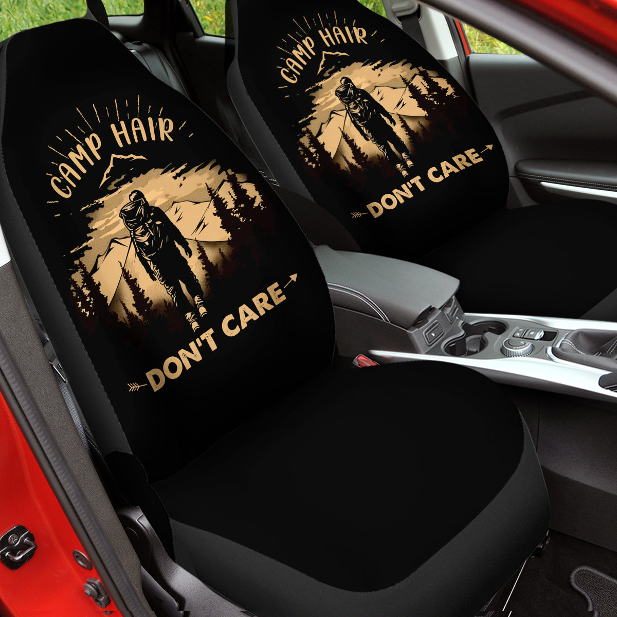 Camping Hair Don't Care Car Seat Covers Washable Breathable Car Seat Wrap Universal Fits Most Auto Truck Van SUV Car Seat Wrap, Camp Hair Don't Care 02 - Delicate Leather