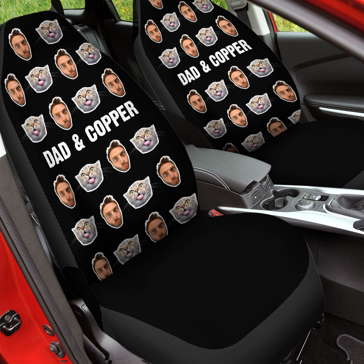 Customized Photo Car Seat Covers, Custom For Your Cars, Custom Car Seat Covers with Picture Car Bucket Seat Protection Airbag Compatible 2 PCS, Car Accessories, OP03 - Delicate Leather