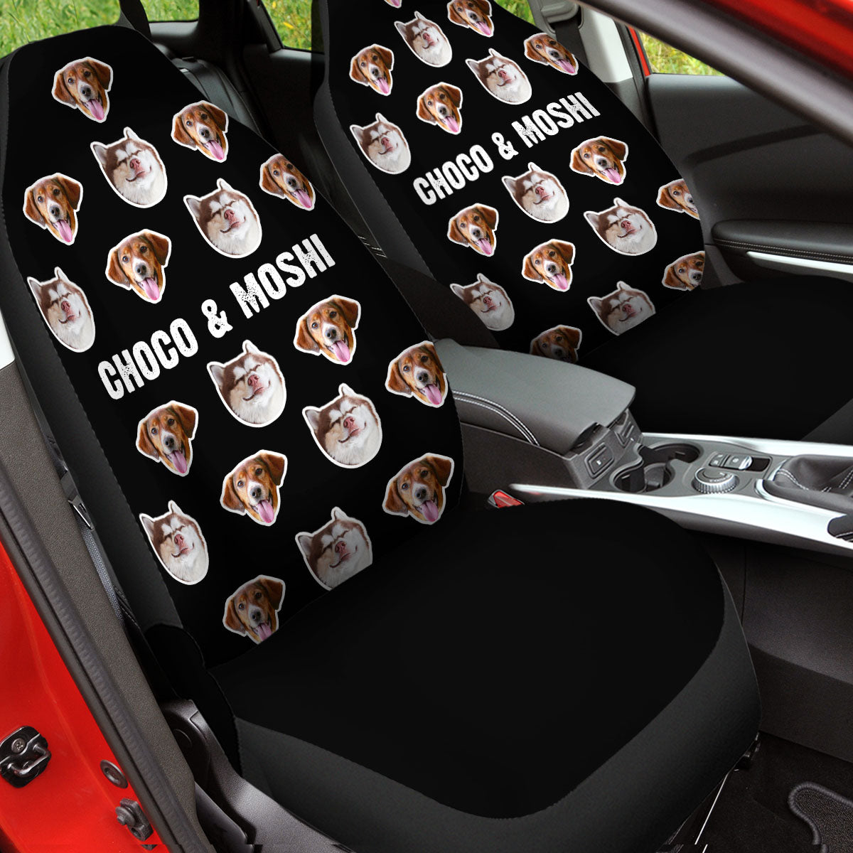 Customized Photo Pet Car Seat Covers, Custom For Your Cars, Custom Car Seat Covers with Picture Car Bucket Seat Protection Airbag Compatible 2 PCS, Car Accessories, OP01 - Delicate Leather