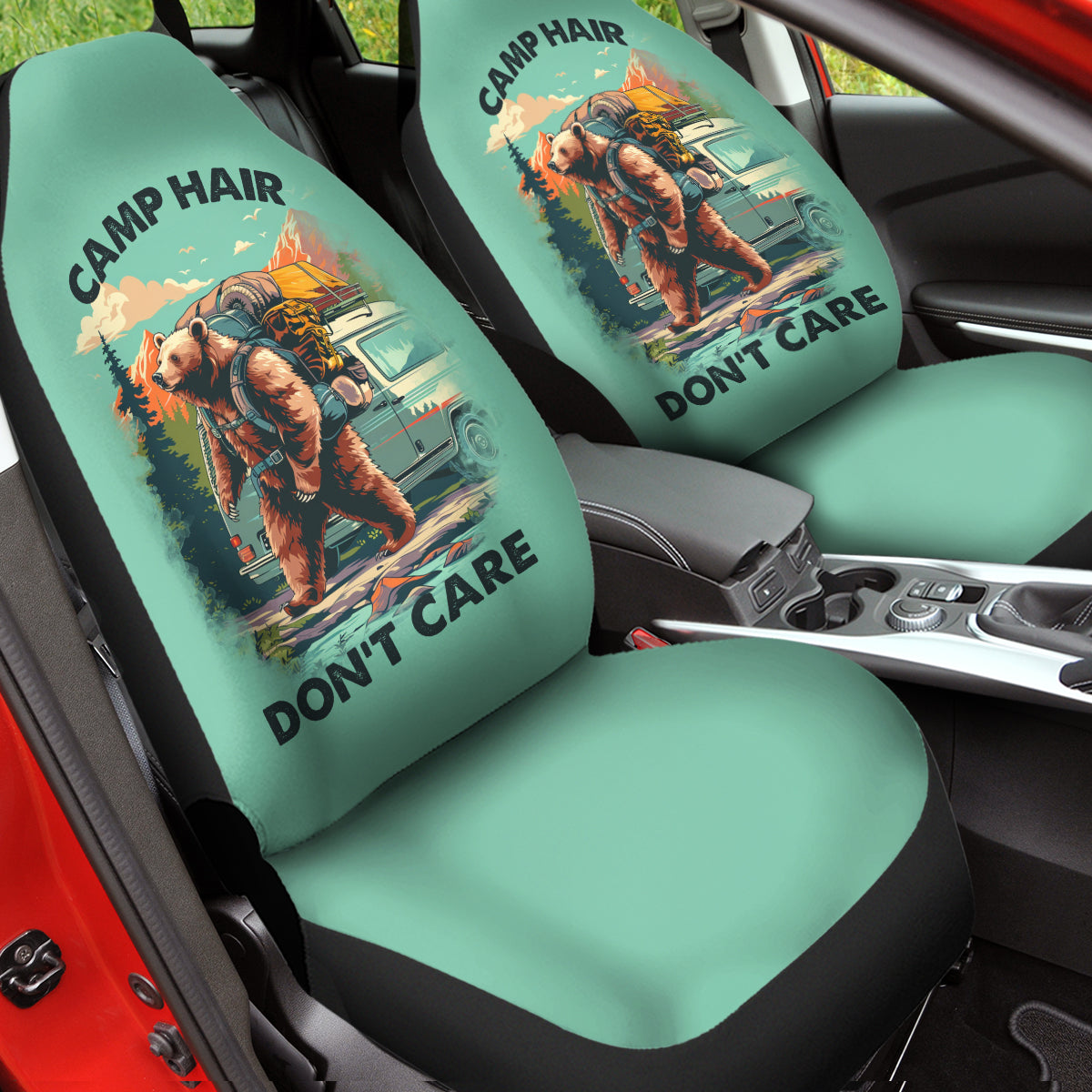 Camping Hair Don't Care Car Seat Covers Washable Breathable Car Seat Wrap Universal Fits Most Auto Truck Van SUV Car Seat Wrap, Camp Hair Don't Care 04 - Delicate Leather