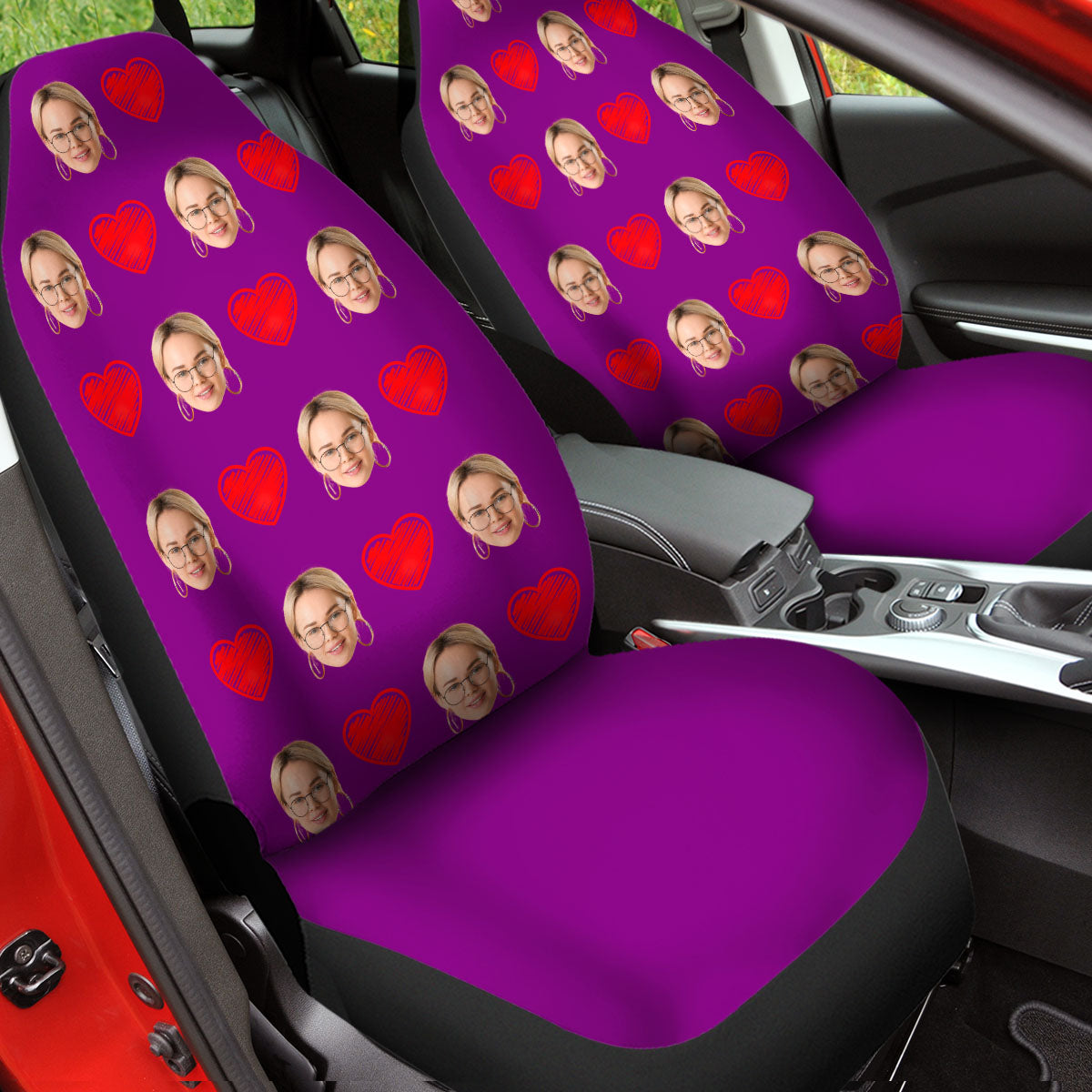 Customized Face Car Seat Covers, Custom For Your Cars, Custom Car Seat Covers with Picture Car Bucket Seat Protection Airbag Compatible 2 PCS, Car Accessories, OP04 - Delicate Leather
