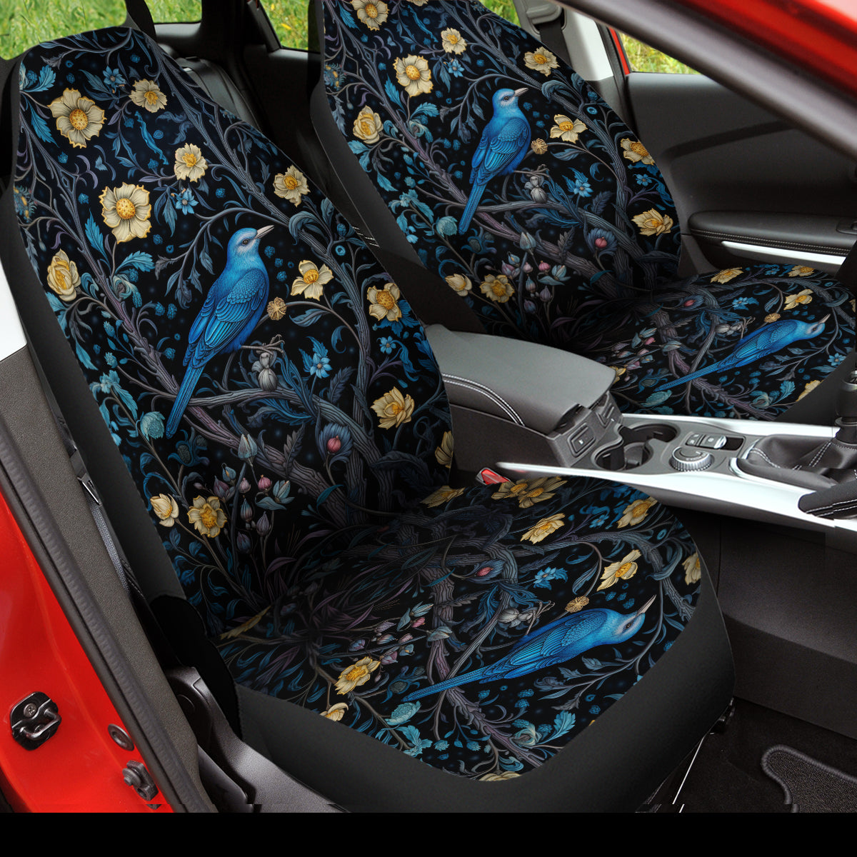 Birds Flowers Tree Branches Set Of Two Front Car Seat Covers, Seat Covers For Women, Seat Cover Vehicle, Car Seat Protector, Car Decor Gift,Bird And Flower 1 - Delicate Leather