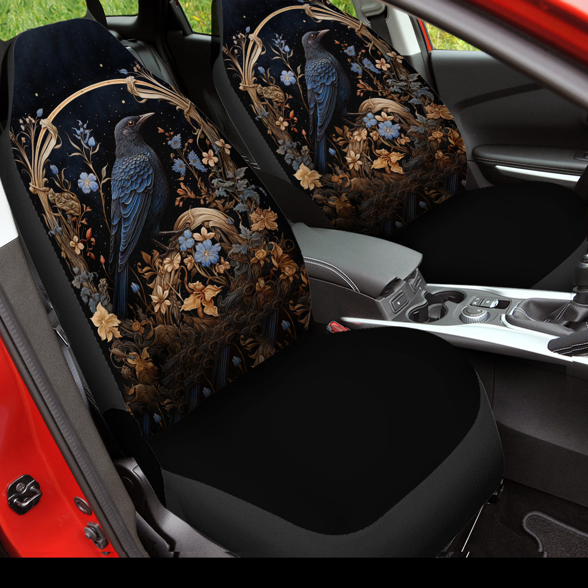 Birds Flowers Tree Branches Set Of Two Front Car Seat Covers, Seat Covers For Women, Seat Cover Vehicle, Car Seat Protector, Car Decor Gift,Bird And Flower 2 - Delicate Leather