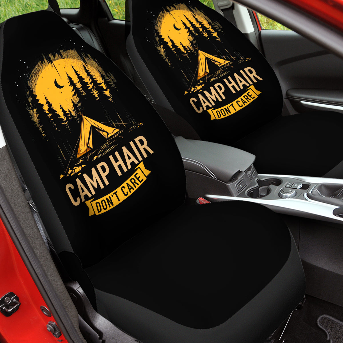 Camping Hair Don't Care Car Seat Covers Washable Breathable Car Seat Wrap Universal Fits Most Auto Truck Van SUV Car Seat Wrap, Camp Hair Don't Care 01 - Delicate Leather