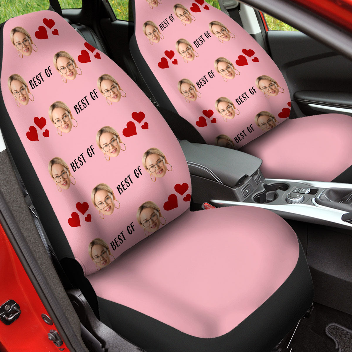 Customized Face Car Seat Covers, Custom For Your Cars, Custom Car Seat Covers with Picture Car Bucket Seat Protection Airbag Compatible 2 PCS, Car Accessories, OP02 - Delicate Leather