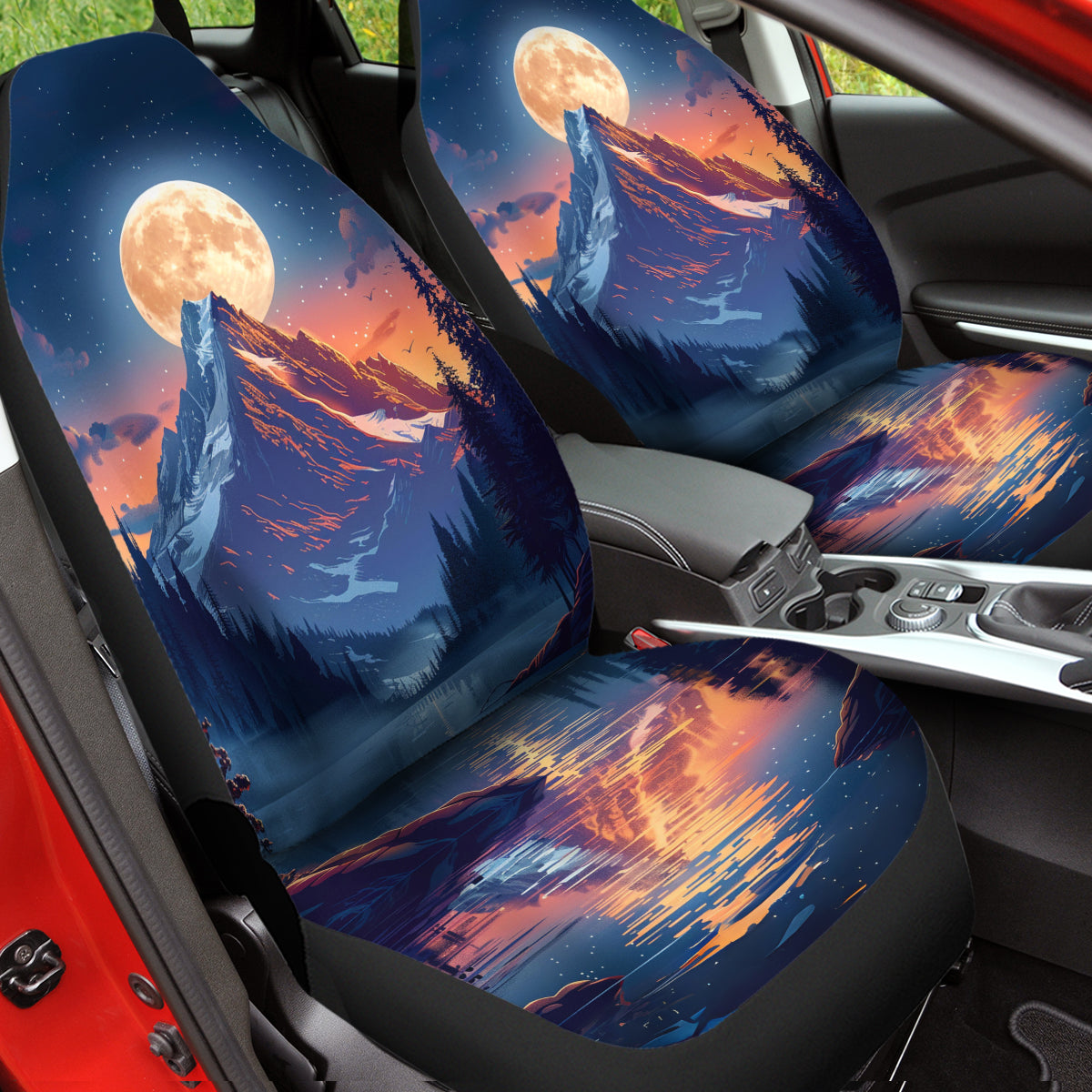 Mountain And Moon Car Seat Covers Car Seat Accessory Retro Mod Car Decor Vehicle Hippie Van Seat Cover Car Gift Hippy Seat Cover, Pattern 01 - Delicate Leather