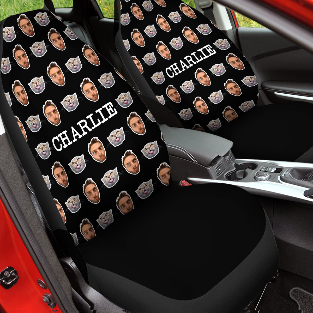 Custom Face Car Seat Covers From Photo, Custom For Your Cars, Personalized Cat Dog Car Seat Covers with Face, Gift For Father Day, Gift For Dad - Delicate Leather