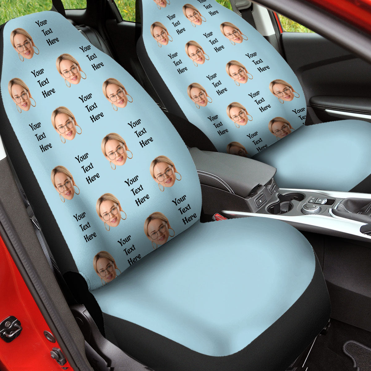 Customized Face Car Seat Covers, Custom For Your Cars, Custom Car Seat Covers with Picture Car Bucket Seat Protection Airbag Compatible 2 PCS, Car Accessories, OP01 - Delicate Leather