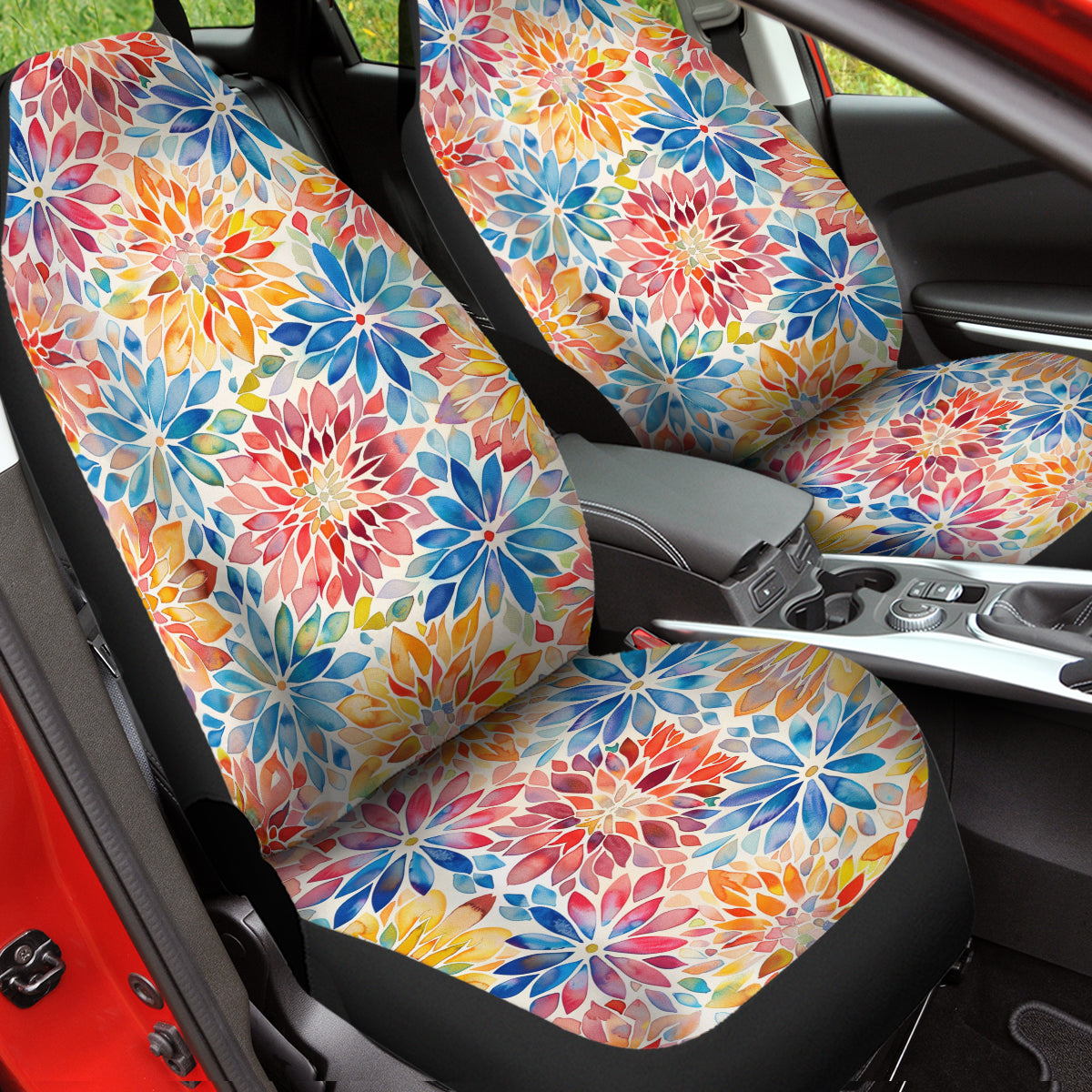 Boho Car Seat Covers, Mandala Boho Custom For Your Cars, Car Bucket Seat Protection Airbag Compatible 2 PCS, Car Accessories, Boho 0809 - Delicate Leather