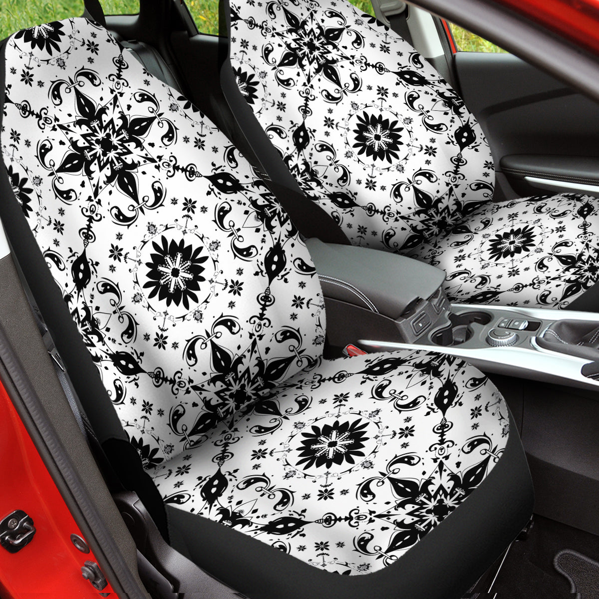 Boho Car Seat Covers, Mandala Boho Custom For Your Cars, Car Bucket Seat Protection Airbag Compatible 2 PCS, Car Accessories, Boho 1213 - Delicate Leather