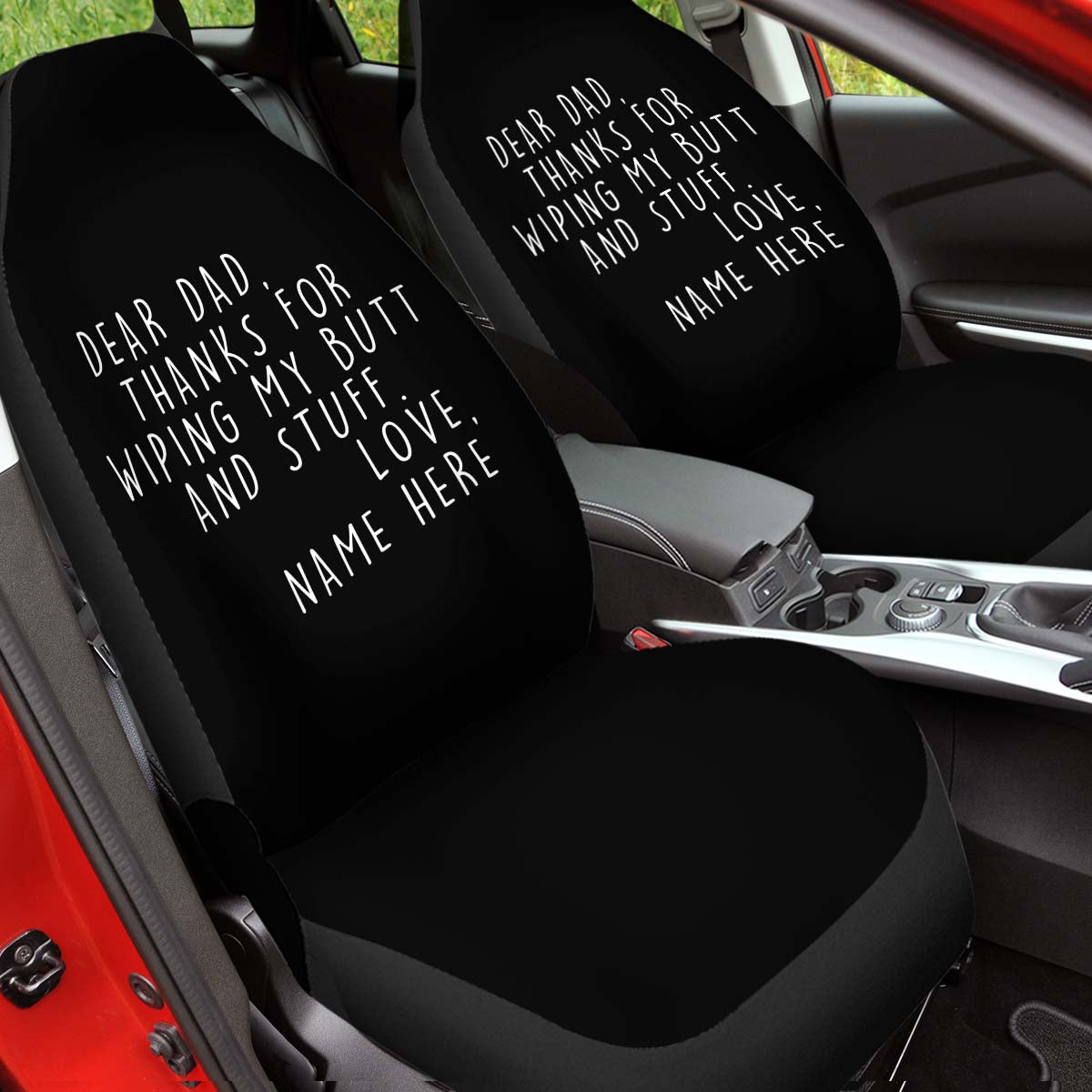 Personalized Car Seat Covers, Custom For Your Cars, Happy Father's Day, Car Bucket Seat Protection Airbag Compatible 2 PCS, Car Accessories, Gift for Daddy - Delicate Leather