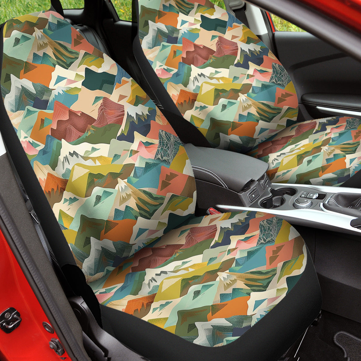 Boho Mountain Car Seat Covers Car Seat Accessory Retro Mod Car Decor Vehicle Hippie Van Seat Cover Car Gift Hippy Seat Cover, Pattern 02 - Delicate Leather