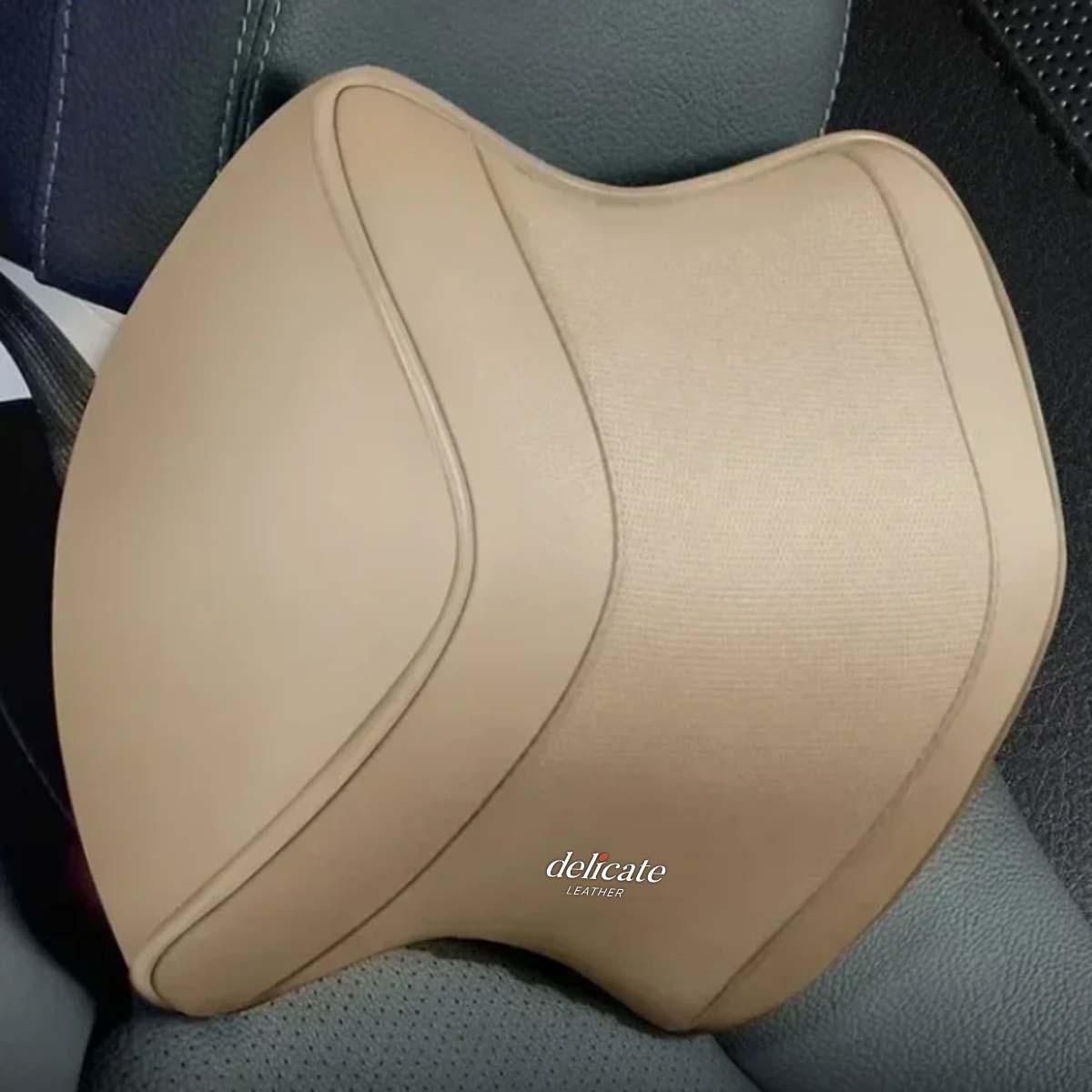 Delicate Leather 2/1PCS Car Headrest Neck Support Pillow with Breathable Memory Foam Rebound Guard and Universal Car Lumbar Pillow - Delicate Leather
