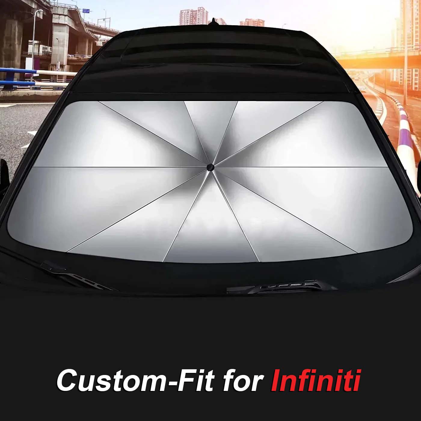 Custom-Fit for Infiniti Windshield Sun Shade, Foldable Windshield Sunshade Sun and UV Protection, Car Sun Shade Windshield - Delicate Leather