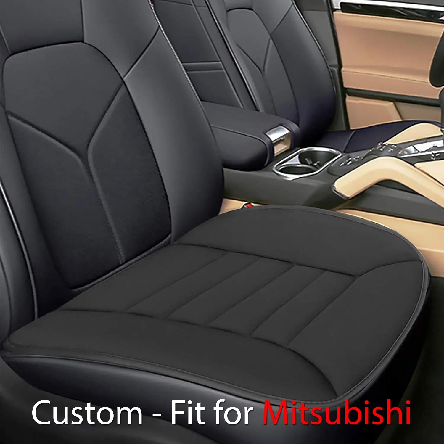 Delicate Leather Memory Foam Car Seat Cushion – 1.2" Thick, Custom-Fit for Mitsubishi, Universal for Car, Office & Home Chairs - Delicate Leather