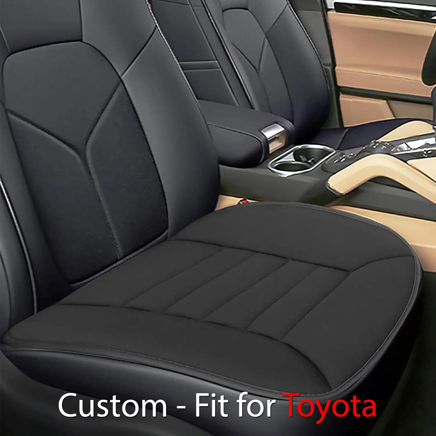 Delicate Leather Memory Foam Car Seat Cushion – 1.2" Thick, Custom-Fit for Toyota, Universal for Car, Office & Home Chairs - Delicate Leather