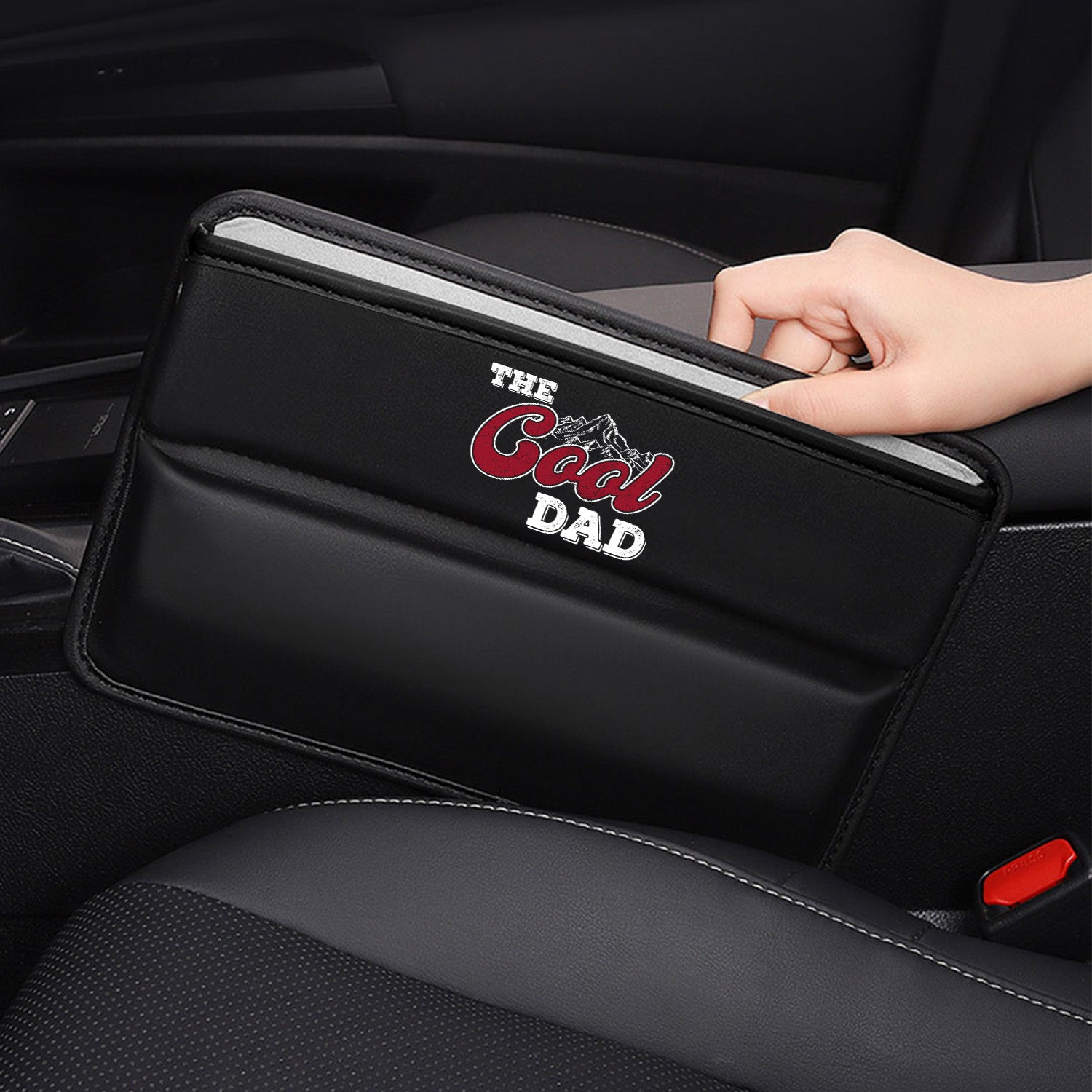 Car Seat Gap Filler Organizer, Custom FIt For Your Cars, The Cool Dad, Multifunctional PU Leather Console Side Pocket Organizer for Cellphones, Cards, Wallets, Keys, Gift for Daddy - Delicate Leather