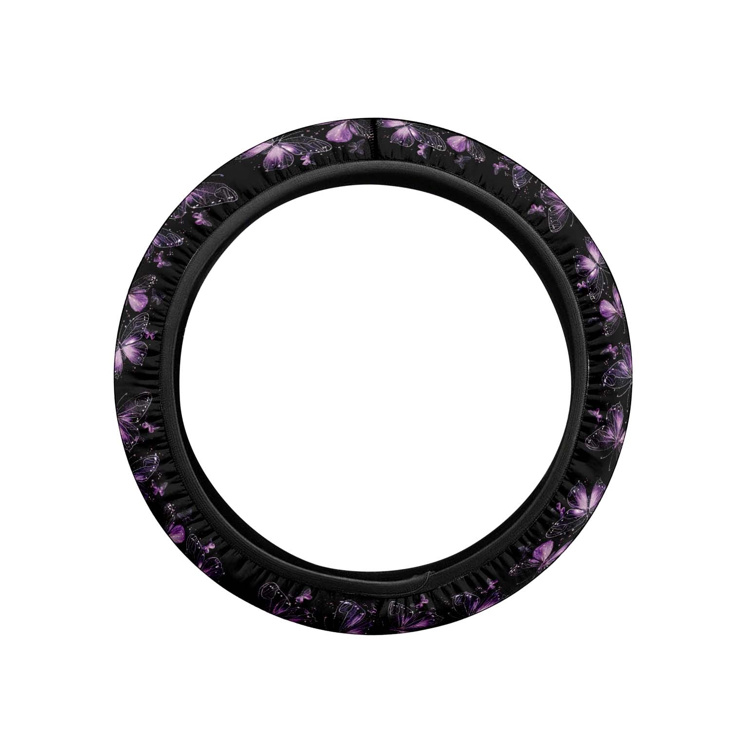 Faux Embroidery Car Steering Wheel Cover Update Version, Universal Fit Embroidered Purple Butterfly, Premium Leather Car Steering Wheel Cover , Car Accessories, Butterfly 05 - Delicate Leather