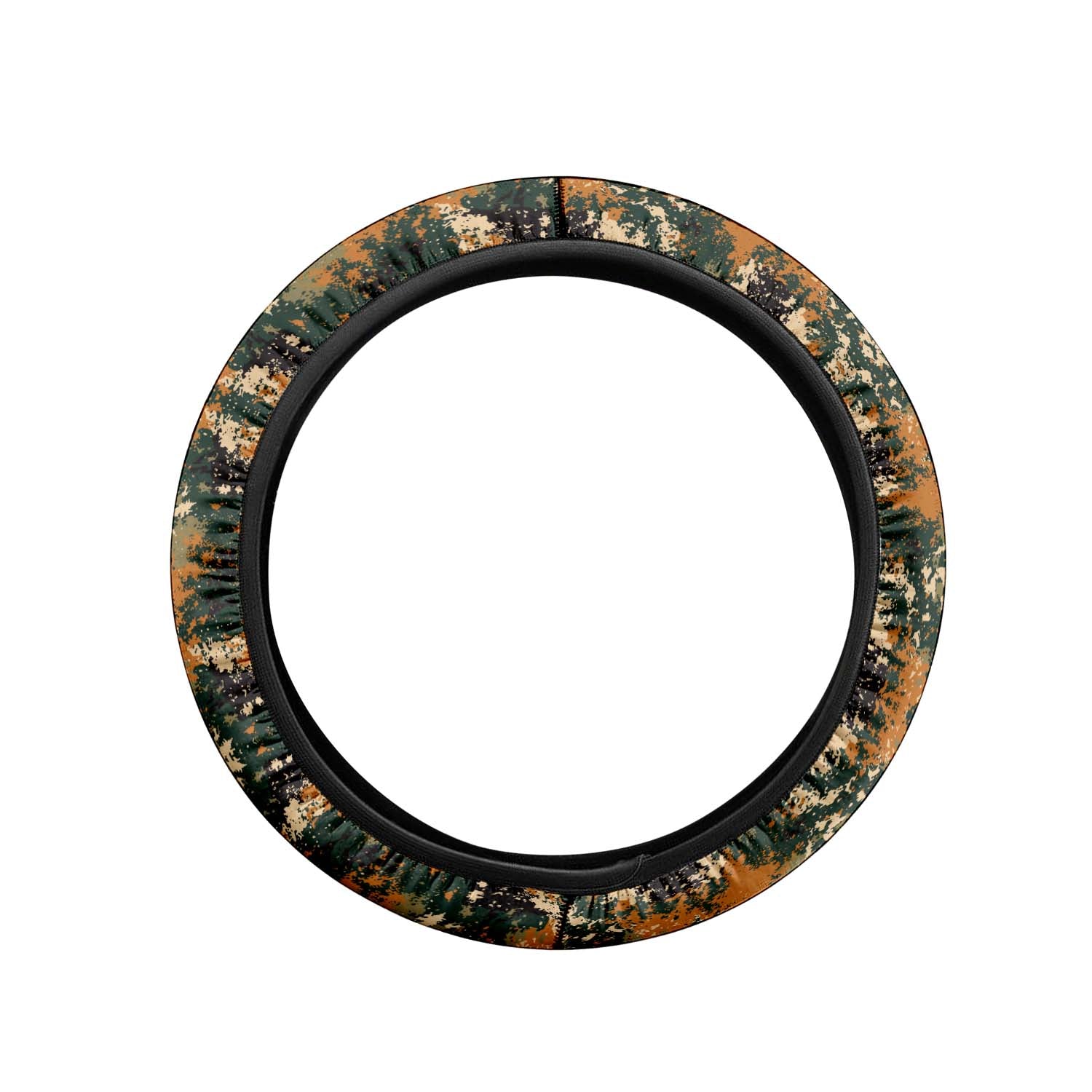 Car Steering Wheel Cover Update Version, Orange And Green Camo Camouflage Custom-Fit for Car, Premium Leather Car Steering Wheel Cover , Car Accessories, Camo 09 - Delicate Leather