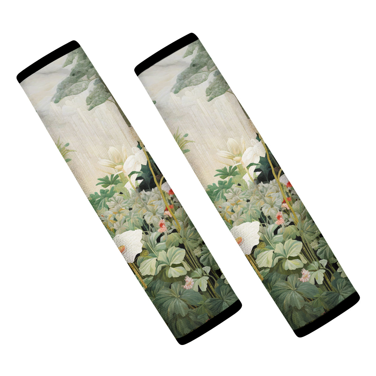 Moody Botanical Art Seat Belt Covers (2PCS) , Microfiber Leather Seat Belt Shoulder Pads for More Comfortable Driving,Natural 04 - Delicate Leather