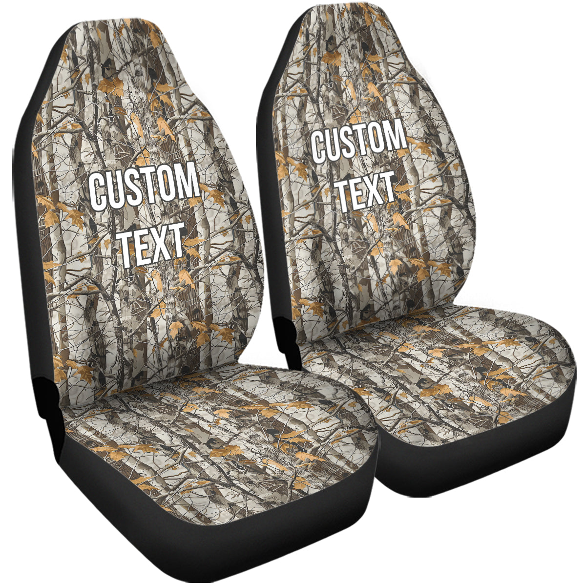 Personalized Custom Camo Car Seat Covers Hunter Camo Camouflage Set of 2 Seat Protectors Universal Fit For Car SUV Bucket Seats, Camo 14 - Delicate Leather