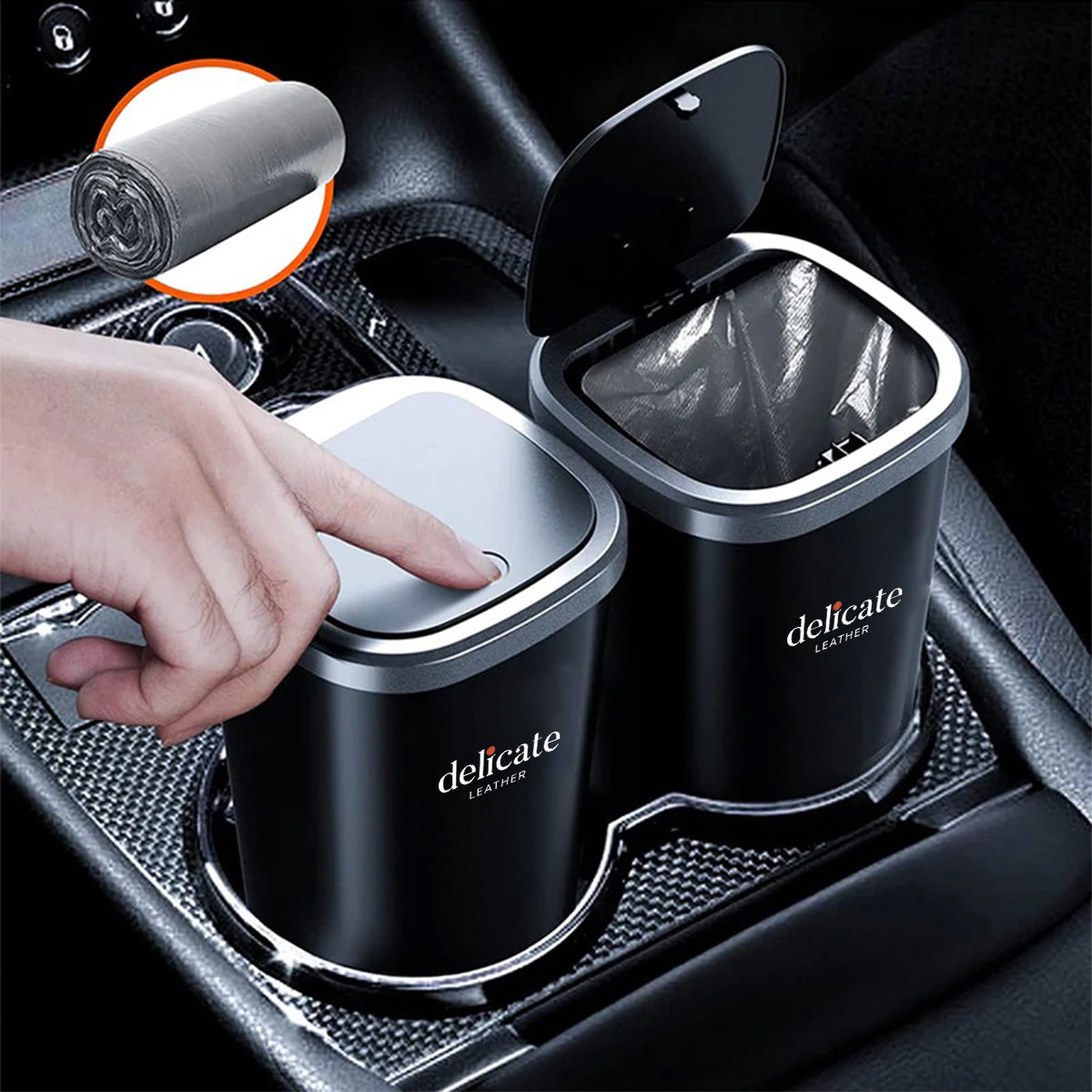 Car Trash Cans, Custom For Your Cars, Compact & Durable Car Accessories for Interior Use 2 Pack, Practical Car Organizers and Storage Cups with Pop-Up Open, Car Accessories AR11993