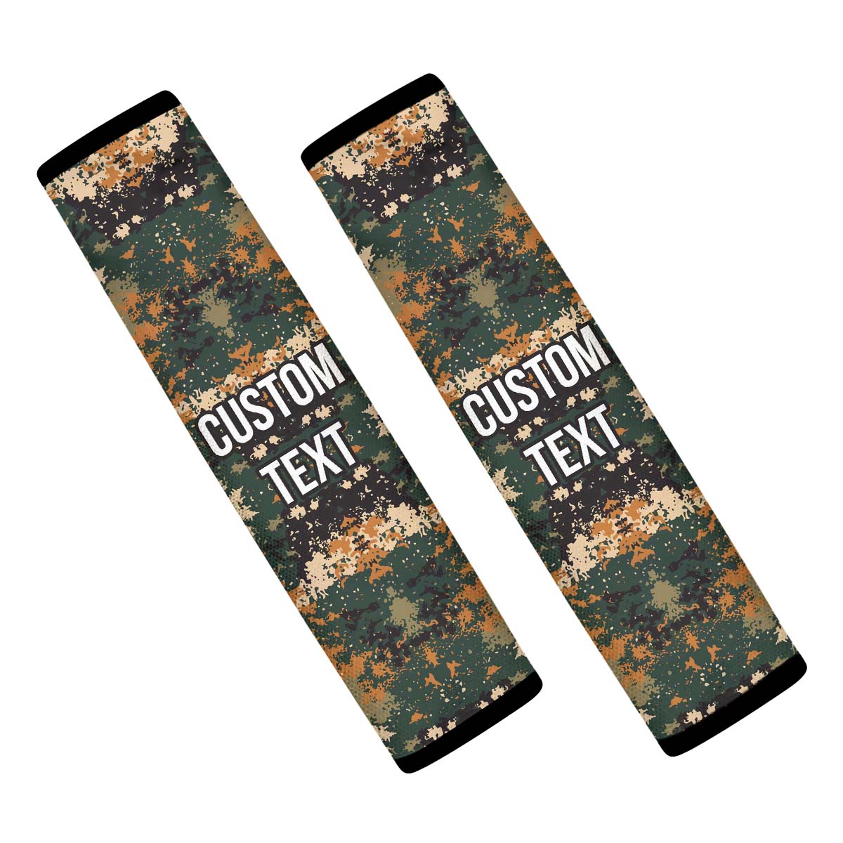 Personalized Custom Camo Seat Belt Covers (2PCS) Orange and Green Camouflage, Microfiber Leather Seat Belt Shoulder Pads for More Comfortable Driving, Camo 09 - Delicate Leather