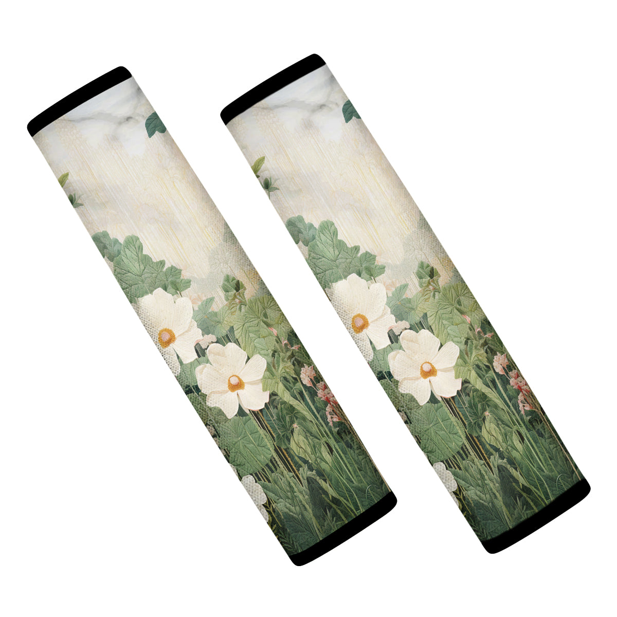 Moody Botanical Art Seat Belt Covers (2PCS) , Microfiber Leather Seat Belt Shoulder Pads for More Comfortable Driving,Natural 01 - Delicate Leather